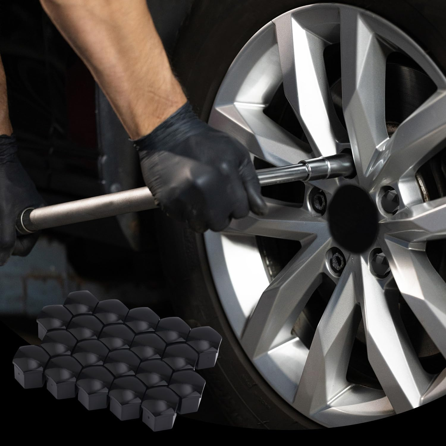 BOXOB 20Pcs Car Wheel Lug Nut Covers, 19Mm Hexagonal Nut Covers with Removal Tool Wheel Bolt Caps Automotive Exterior Accessories for Most Car (Black) image number 3