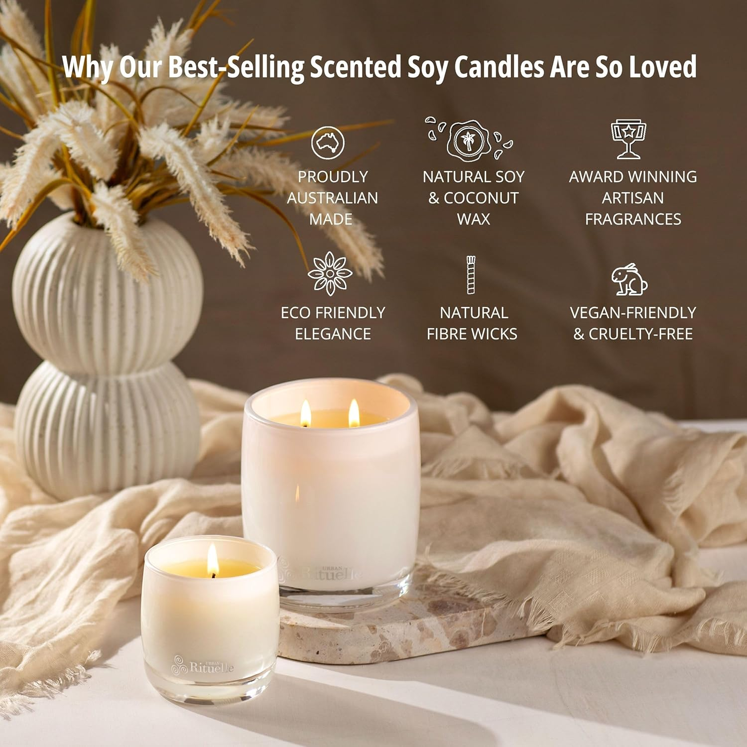 Urban Rituelle Apotheca Scented Soy Candle, 140G - Lemongrass, Mandarin Zest, Tahitian Lime & Sandalwood, Crafted with Soy & Coconut Wax, Fresh, Citrusy & Warm Aroma with Natural Fibre Wick image number 4