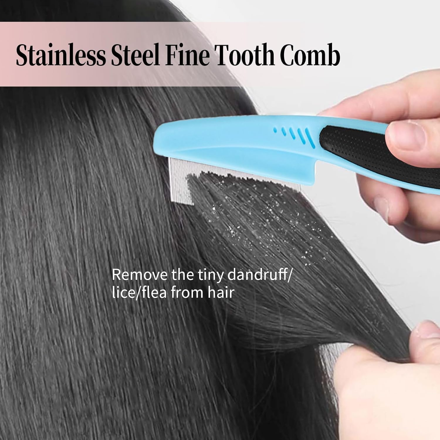 Stainless Steel Fine Tooth Dandruff Remover Combs, 3Pcs Hollow Tooth Hairbrush Dandruff Comb, Stainless Steel Lice and Psoriasis Remover for Scalp Detox image number 6
