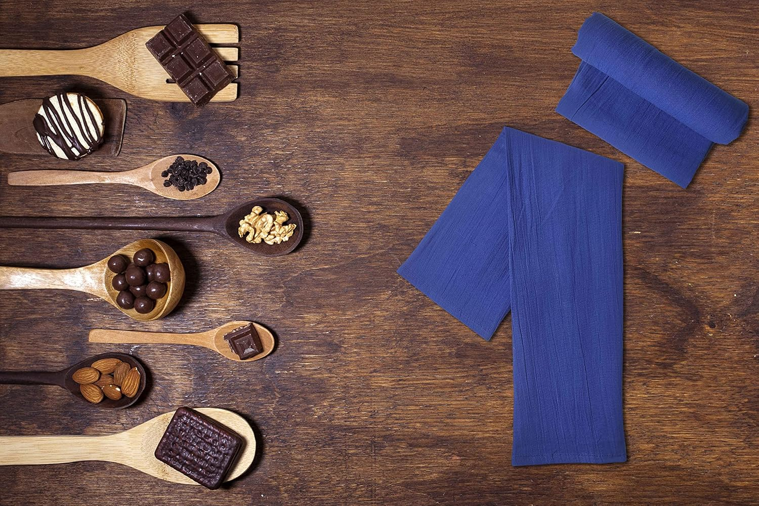 Flour Sack Kitchen Towels (Optical White, 12 Pack), 100% Cotton 28 X 28 Inches Cloth Napkins, Multi Purpose Dish Cloth | Tea Towels | Kitchen Towels&hellip; (Blue)