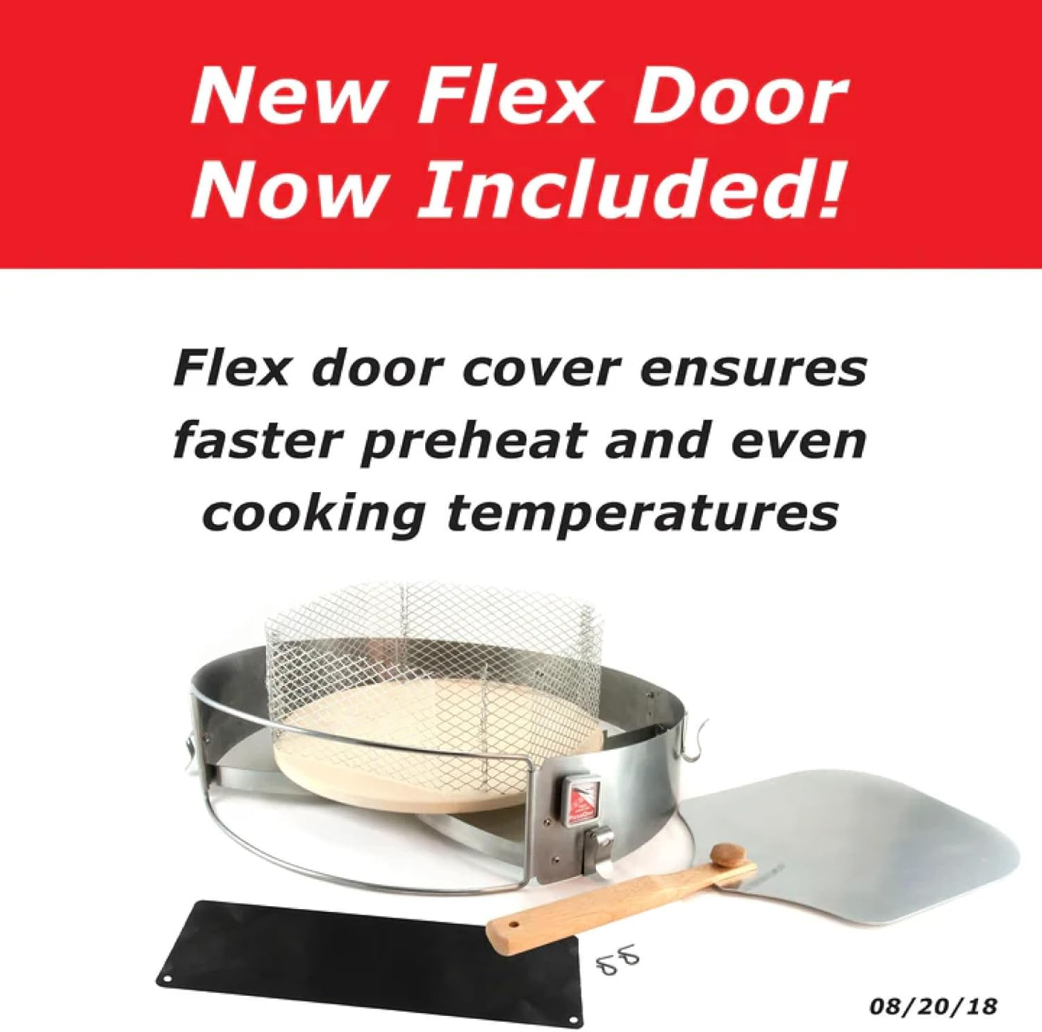 Pizzacraft PC7001 Pizzaque Deluxe Outdoor Pizza Oven Kettle Grill Conversion Kit, Silver, 18''/22.5'' image number 5