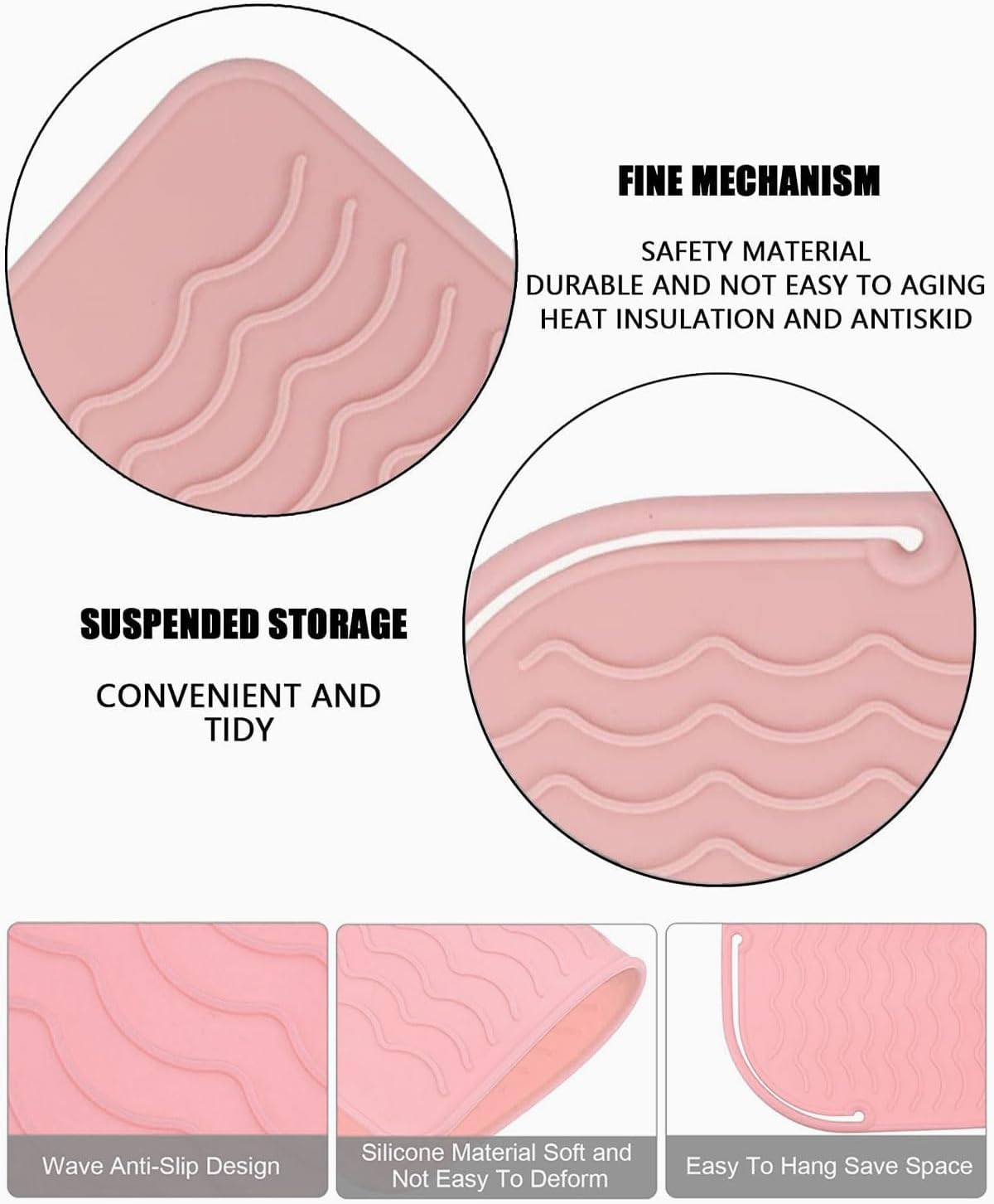 MYGLOAR 2 Pack Heat Resistant Silicone Pad Bag, Heat Resistant Silicone Pad for Hair Straightener, Suitable for Curling Iron, Hair Straightener, Straightener and Other Hot Hair Tools (Pink, Red) image number 5