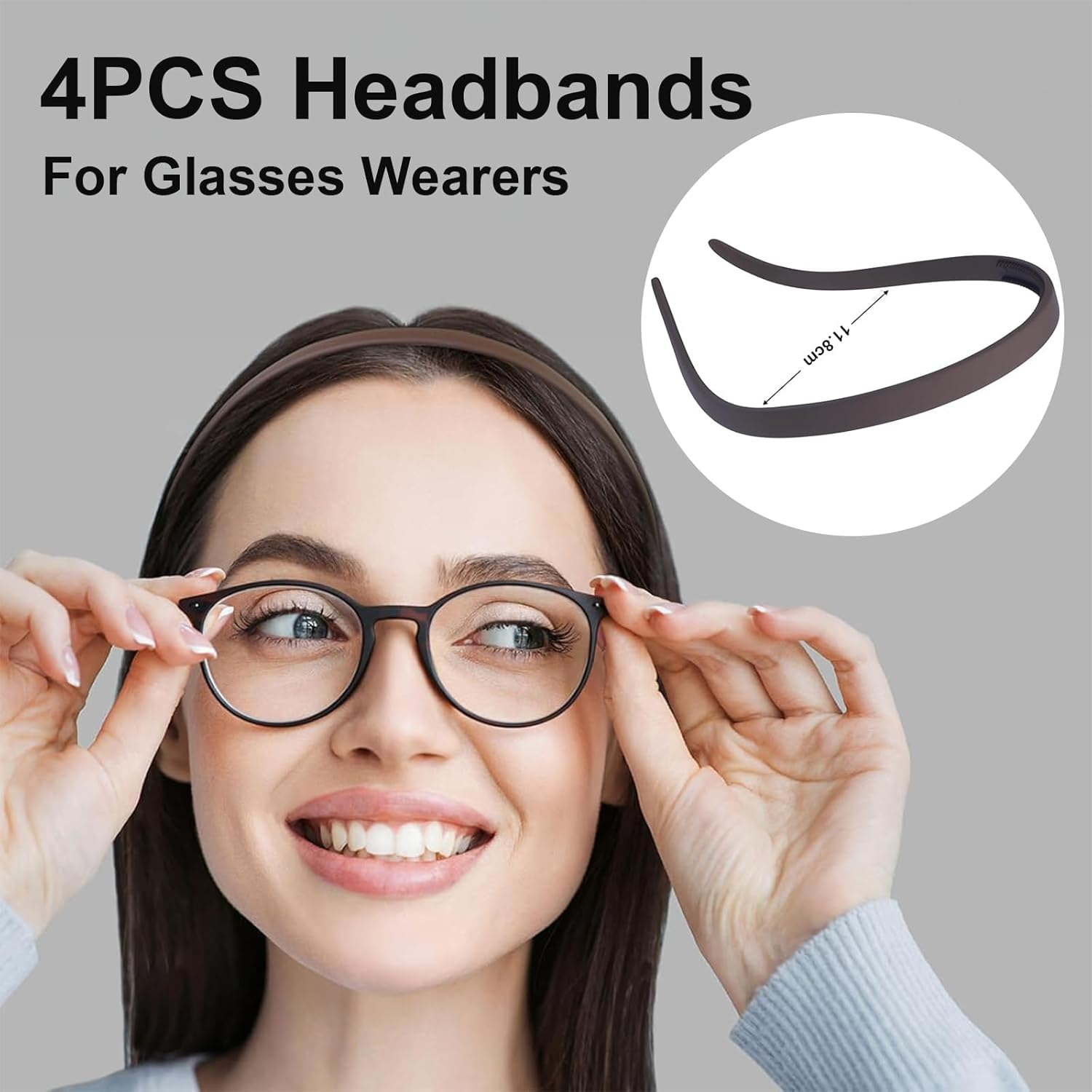 Evadollina Pack of 4 Trendy Headbands, Women'S Headbands, Headband, Hair Band for Glasses Wearers, Comfortable Square Sunglasses Headband image number 5