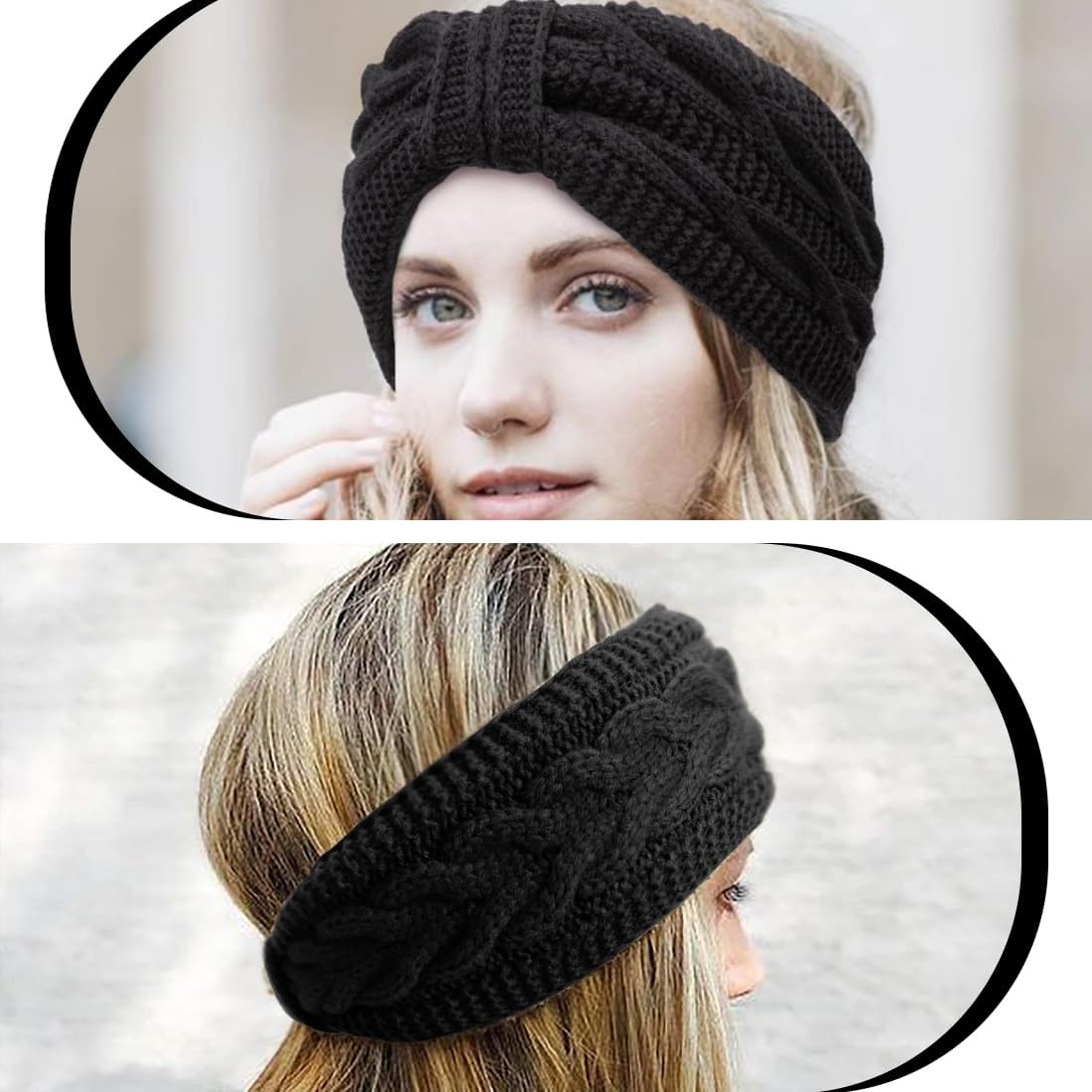 WUSJCOF Women'S Winter Headband, Lined Fleece Headband, Elastic Knitted Headband, Women'S Headband, Knitted Headwrap, Pack of 1 image number 5