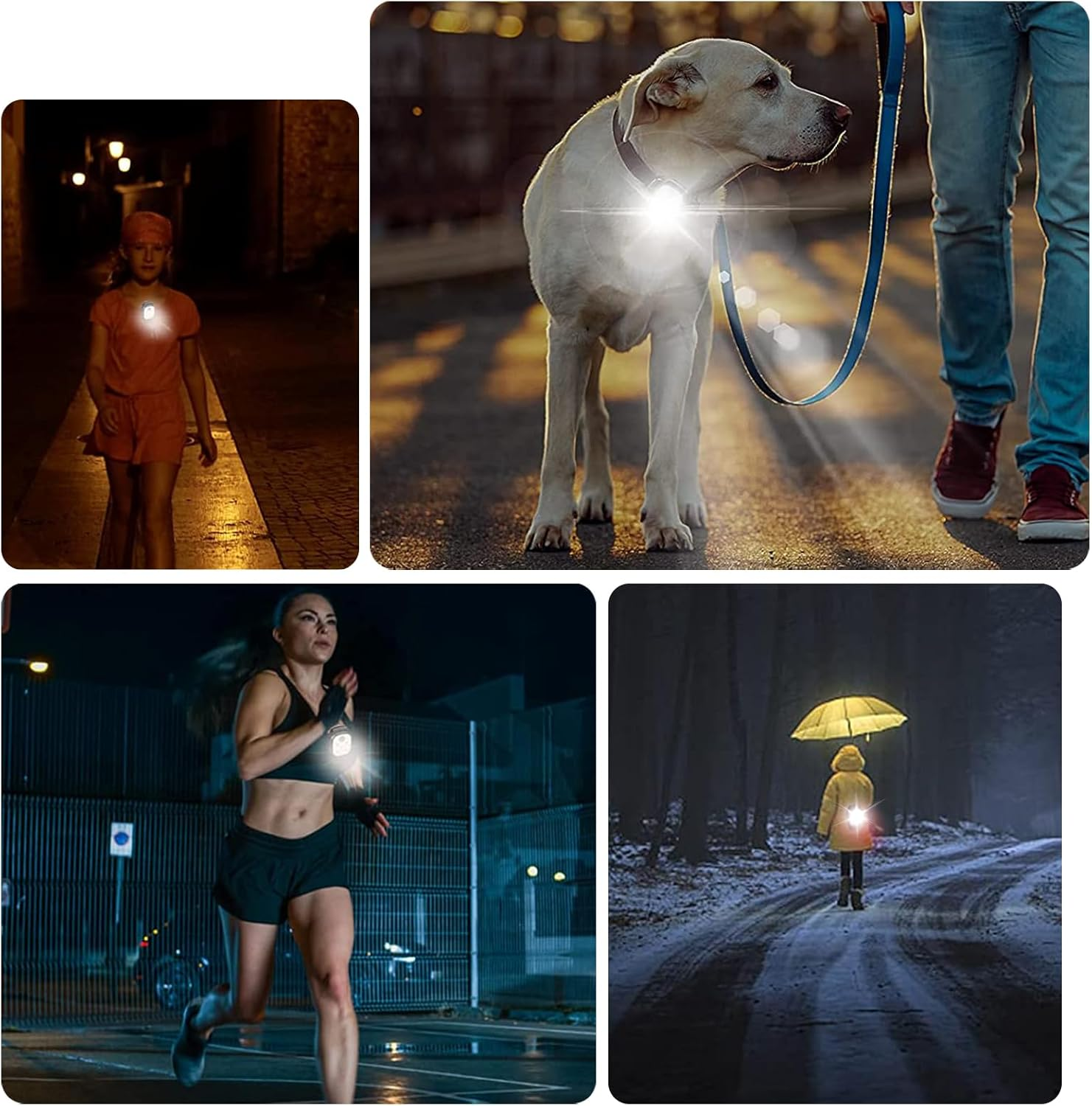 GOMETY LED Clip Lamp, Headlamp LED USB Rechargeable with 3 Modes, Running Light LED Small Head Lamp, Small Head Lamp, Children Waterproof for Camping, Hiking, School Bag, Backpack and Jogging (4)