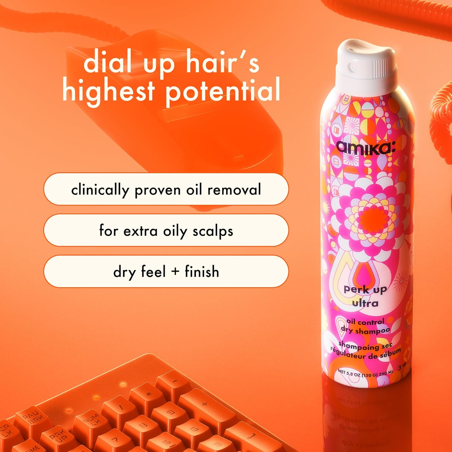 Amika Perk up Oil Control Dry Shampoo &ndash; Refreshes Oily Hair between Washes &ndash; Vegan Dry Cleanser with Tapioca Starch + Bamboo Extract &ndash; 250Ml image number 5