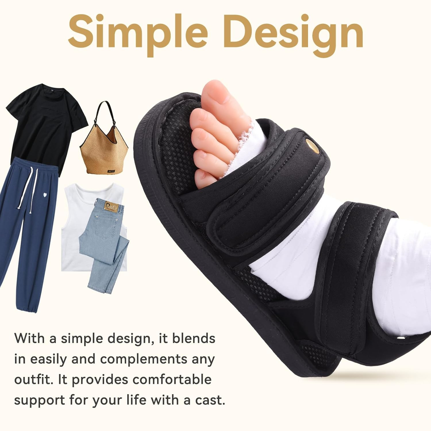 ENLUNTRA Post Op Recovery Shoe, Lightweight Medical Walking Shoe with Adjustable Strap for Post Surgery or Operation Support, Broken Foot, Stress Fractures, Sprains, Injured Toes, Bunions for Left or Right Foot for Men or Women, 1 Pcs, S image number 3