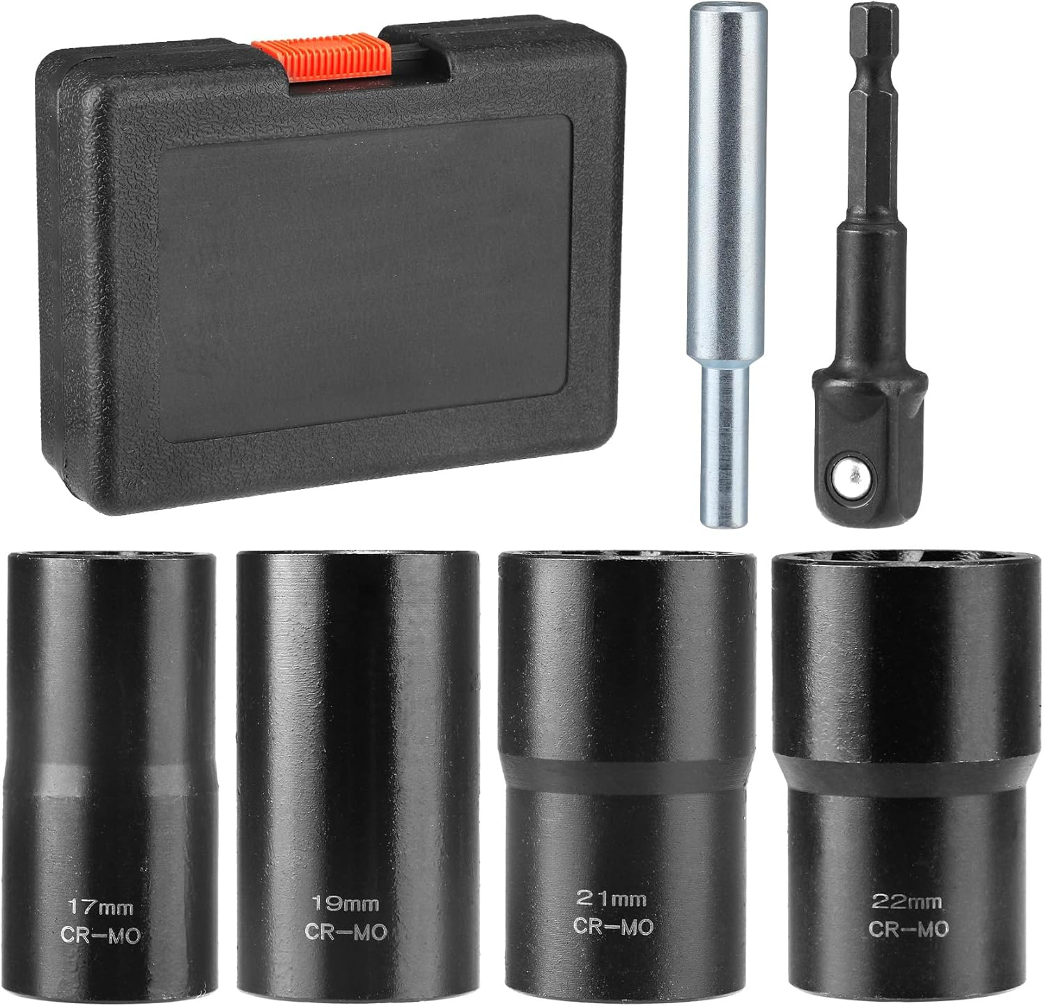 6 PCS Lug Nut Removal Tool, 1/2-Inch Drive Impact Twist Socket Set & Bolt Extractor Set, Wheel Lock Removal Kit for Removing Damaged, Frozen, Rusted, Nuts & Screws, Cr-Mo Steel