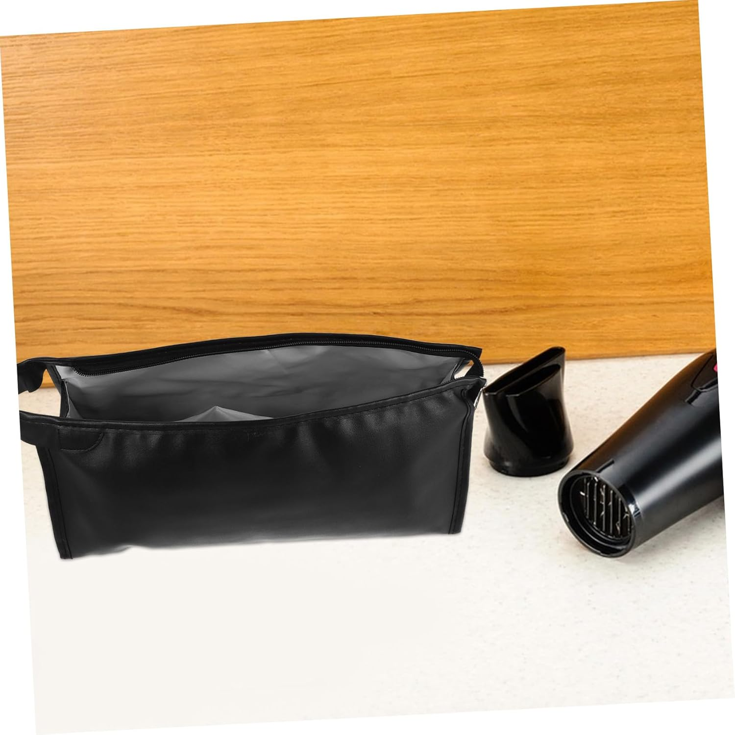 Hair Dryer Storage Bag Blow Dryer Hair Tool Case Travel Organizer Pu Black