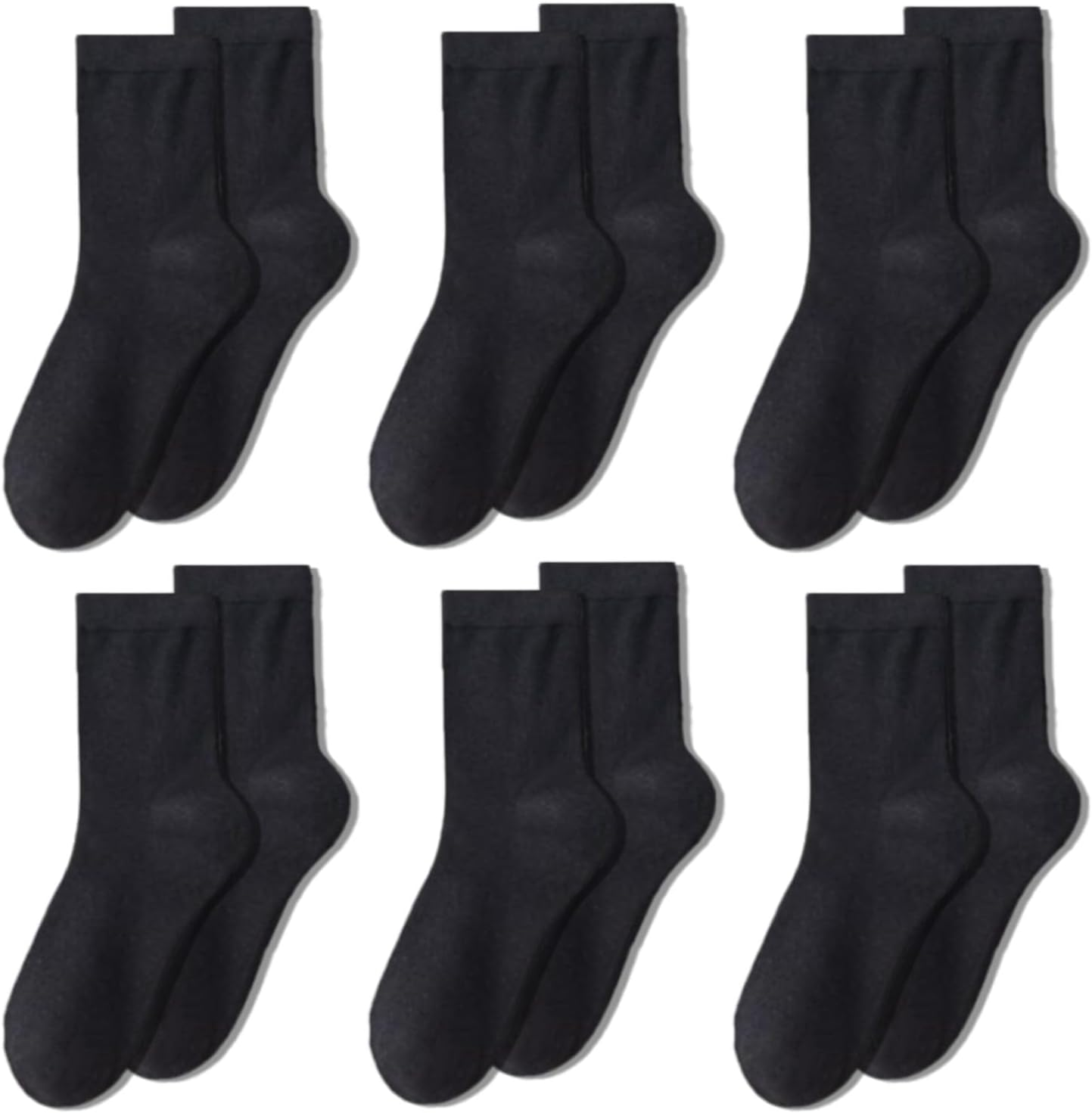 6 Pairs Black Bamboo Crew Socks - Breathable & Moisture Work Socks for Men & Women, Business Commuter Socks,Soft Casual,Skin-Friendly,Daily Wear image number 6