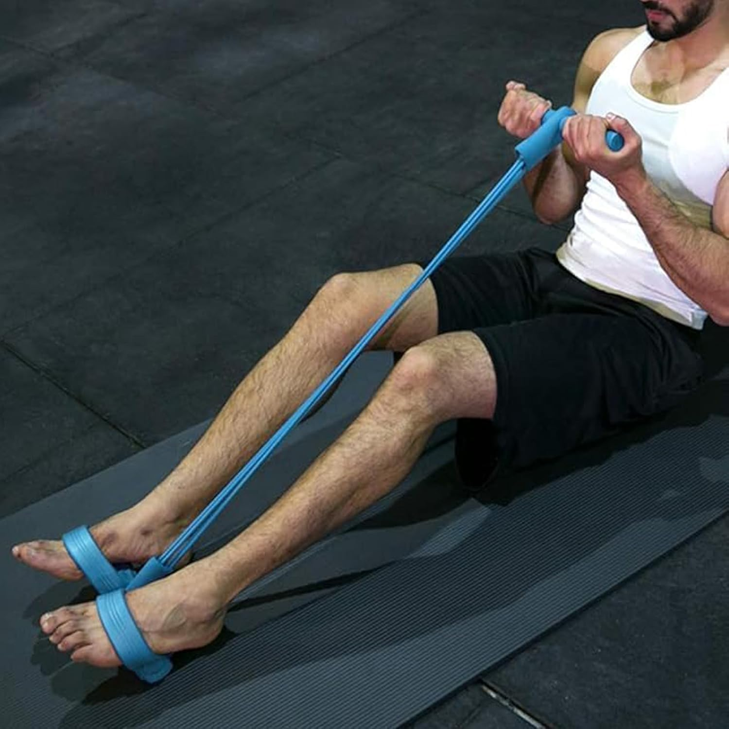 Multifunction Tension Rope, 6-Tube Elastic Yoga Pedal Puller Resistance Band, Natural Latex Tension Rope Fitness Equipment, for Arm/Abdomen/Waist/Leg Stretching Slimming Training ﻿