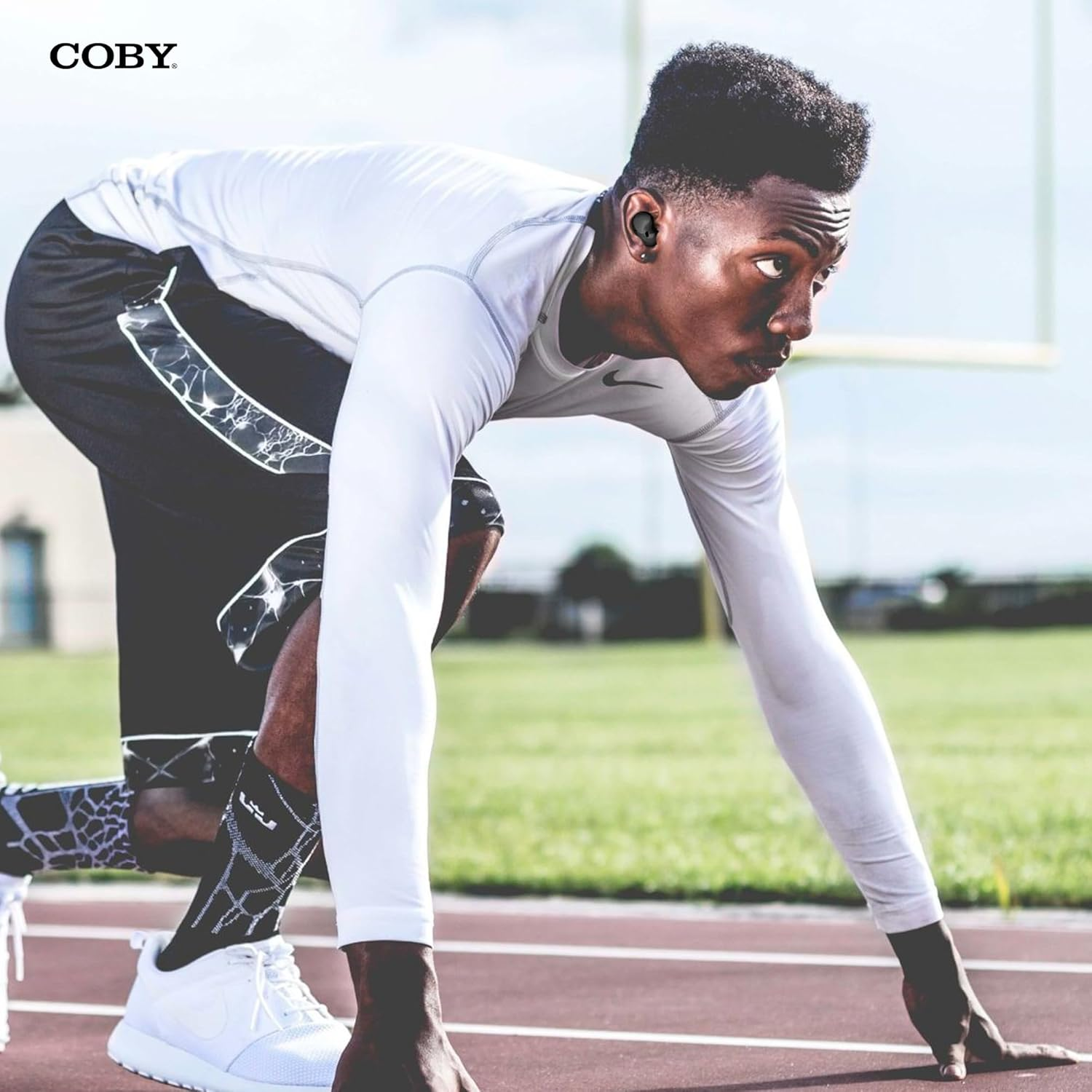 Coby Ultra-Slim True Wireless Earbuds, Ergonomic Bluetooth Earphones with Built-In Microphone, Sweat-Resistant Design and Touch Controls, 33-Foot Range, 5-Hour Playtime, Black image number 4