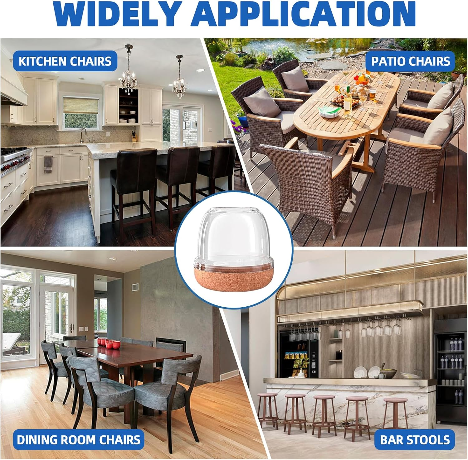 20 Pcs Clear Small Chair Leg Floor Protectors for Hardwood Floors, Upgraded Rubber Chair Leg Caps with Felt Pads, Furniture Leg Feet Cups Protect Floors from Scratches Reduce Noise (Fit 0.75"-1") image number 5