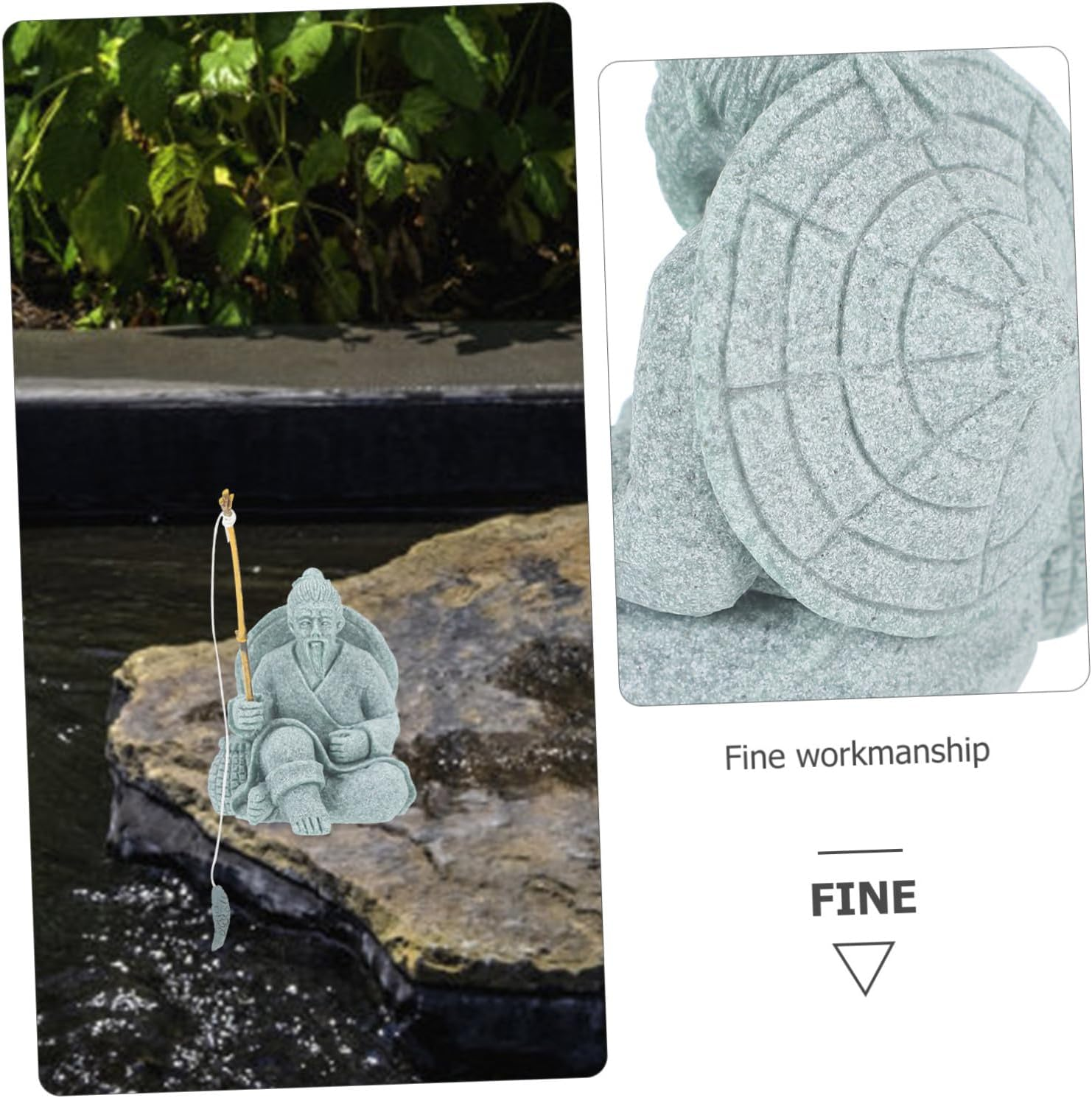 ROMISBABA Miniature Fisherman Figurine for Fish Tank Decor Sandstone Tea Pet Ornament for Garden and Home Aquariums Traditional Chinese Design