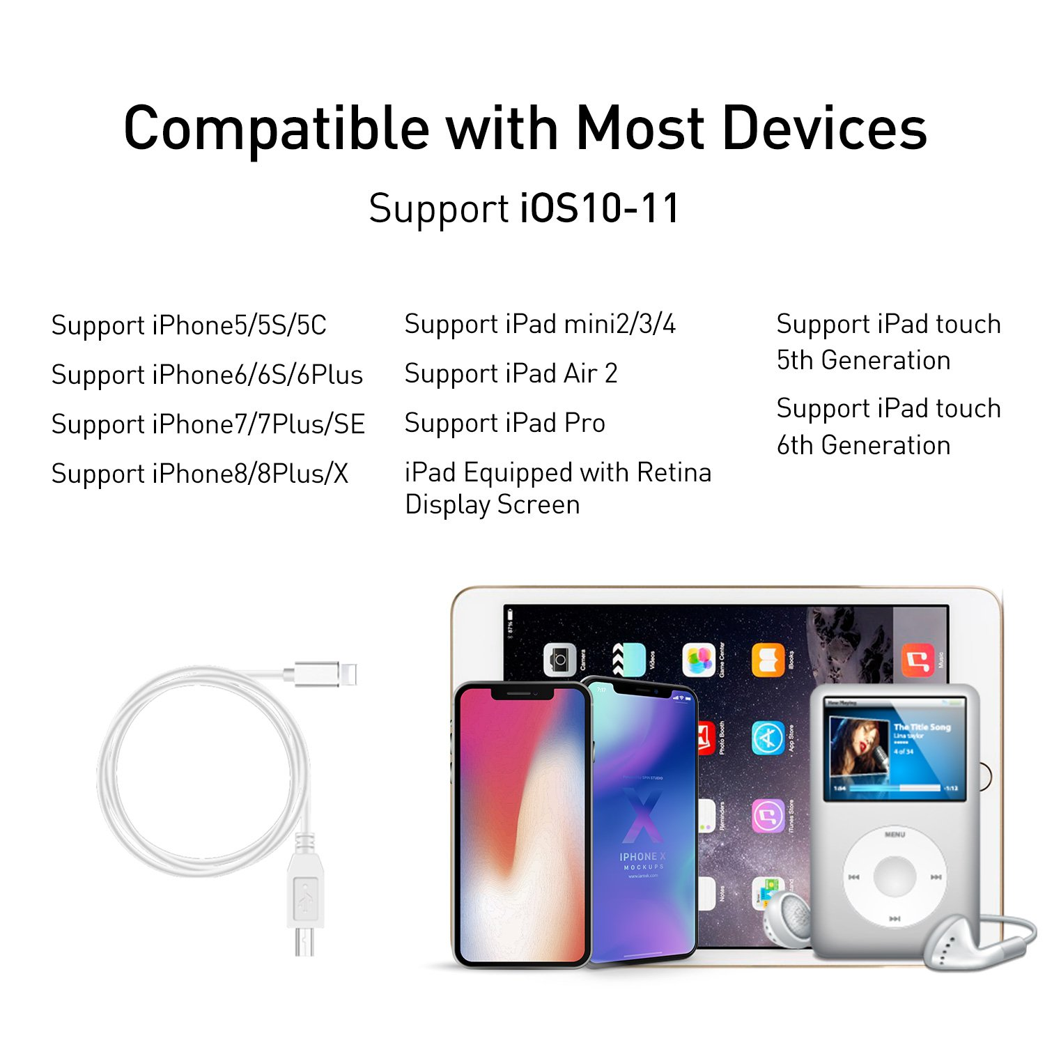 Meloaudio USB 2.0 Cable Type B to Midi Cable OTG Cable Compatible with Ios Devices to Midi Controller, Electronic Music Instrument, Midi Keyboard, Recording Audio Interface, USB Microphone，5Ft image number 1