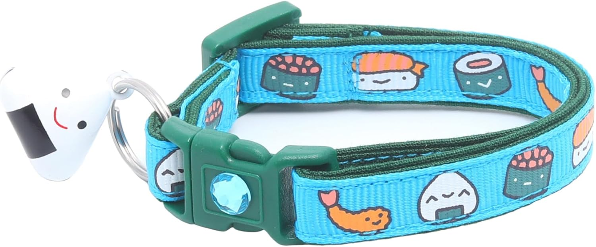 Sushi Cat Collar with Onigiri Bell | Adjustable Large Size or Kitten Collar | Safety Breakaway Collarr (Large(10Lbs & Up), Ginger)