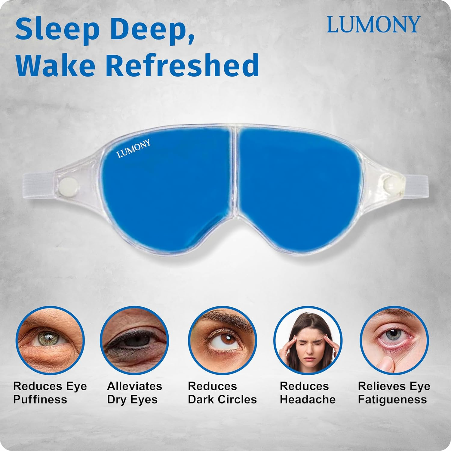 LUMONY&reg; Eye Mask with Cooling Gel Eye Mask for Dark Circles,Dry Eyes, Cooling Eyes, Pain Relief, Redness, Eye Patches Eye Cooling Gel Pads for Eye Relaxing Mask Gel Eyes Pack Eye Mask for Sleeping image number 1