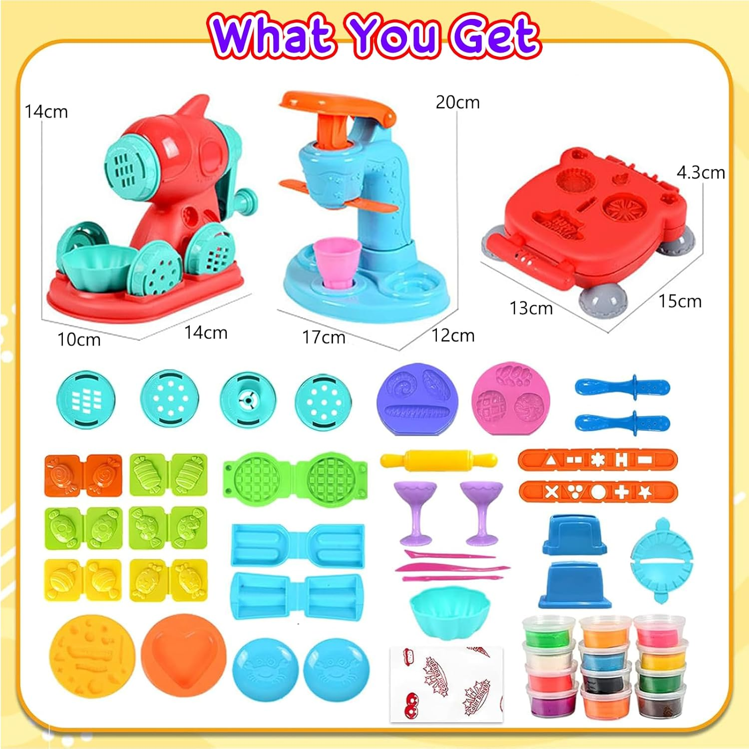 3 in 1 Color Dough Kitchen Creations Set Ice Cream Noodle Hamburger Maker Machine Art Crafts Food Modeling Play Toys Deluxe Tools Kit for Boys Girls Kids Toddlers Ages 3+ (12 Colors Dough) image number 1