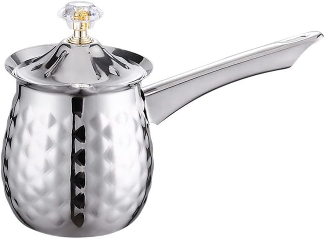 Turkish Coffee Pot, Turkish Coffee Maker, Chai Pot, Arabic Coffee Pot, Greek Coffee Pot, Greek Briki, Turkish Coffee Cezve, Turkish Coffee Pot Ibrik, Silver, 400 Ml / 13.5 Oz