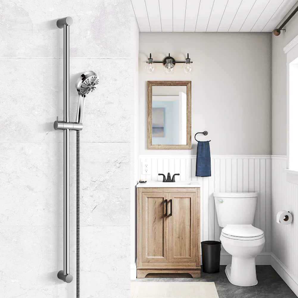 OFFO Shower Slide Bar 1000Mm(40 Inches) Adjustable Installation Distance 500-990Mm with 360&deg; Adjustable Handheld Shower Head Holder for Bathroom, Screw Wall Mounted, Chrome Finish