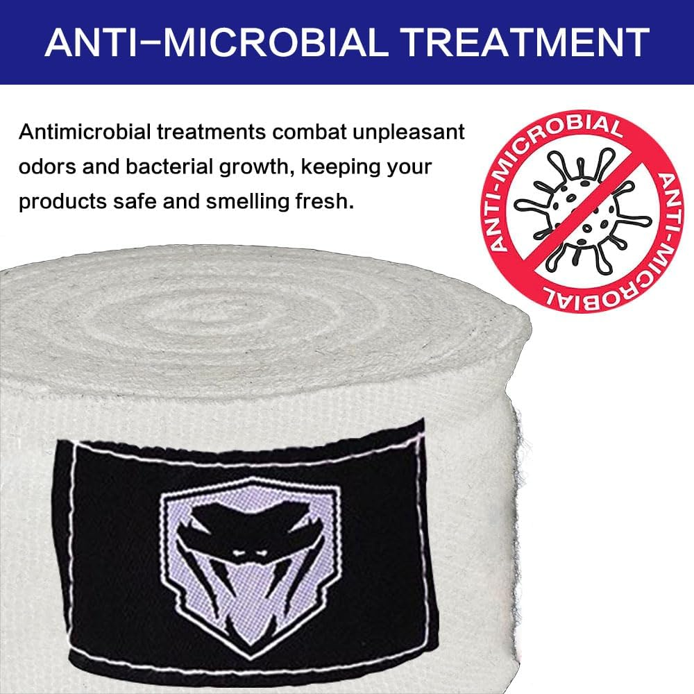 JZS Boxing Hand Wraps, 5 Meters Semi Elastic Hand Wraps with Thumb Loop for Boxing Great Stretch Hand Wraps for Men & Women(White) image number 3