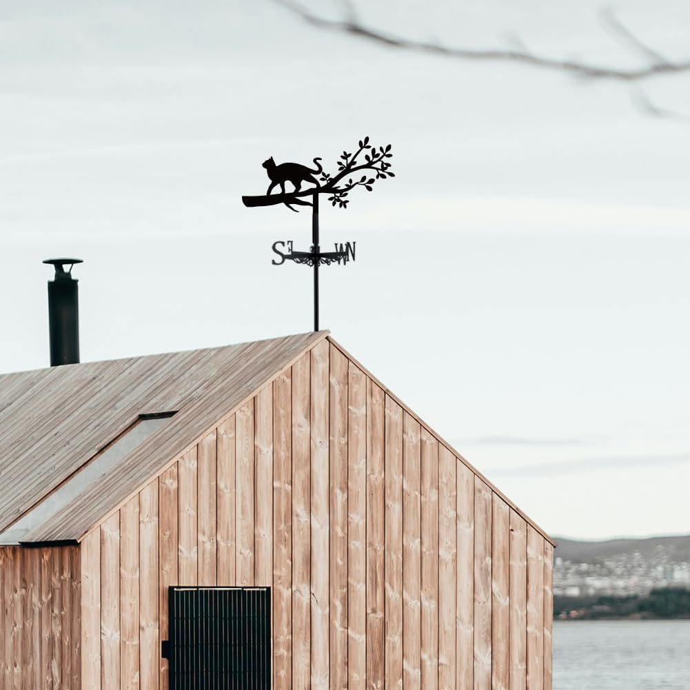 SUPERDANT Weather Vane with Cat Motif, Cat on Branches, Weathervane, Animal Weathervanes, Decorative Wind Direction Signs, Weather Vane for Farmhouse, Garden, Roof Decoration, Outdoor image number 6