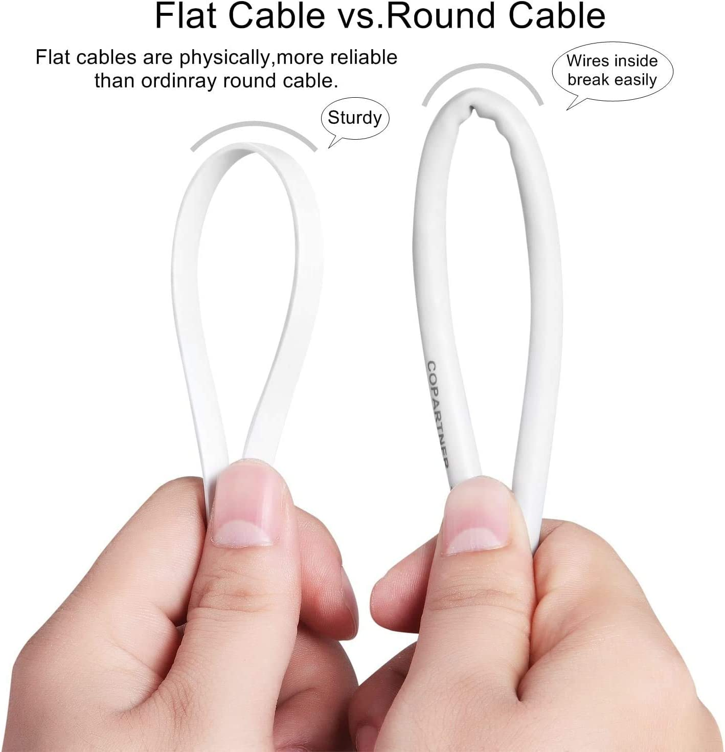 Ethernet Cable Cat6 7.6M / 25Ft White - Flat Network LAN Patch Cords &ndash; Solid Cat6 High Speed Computer Internet Wire with Clips & Rj45 Connectors for Router&ndash; Faster than Cat5E/Cat5 image number 6