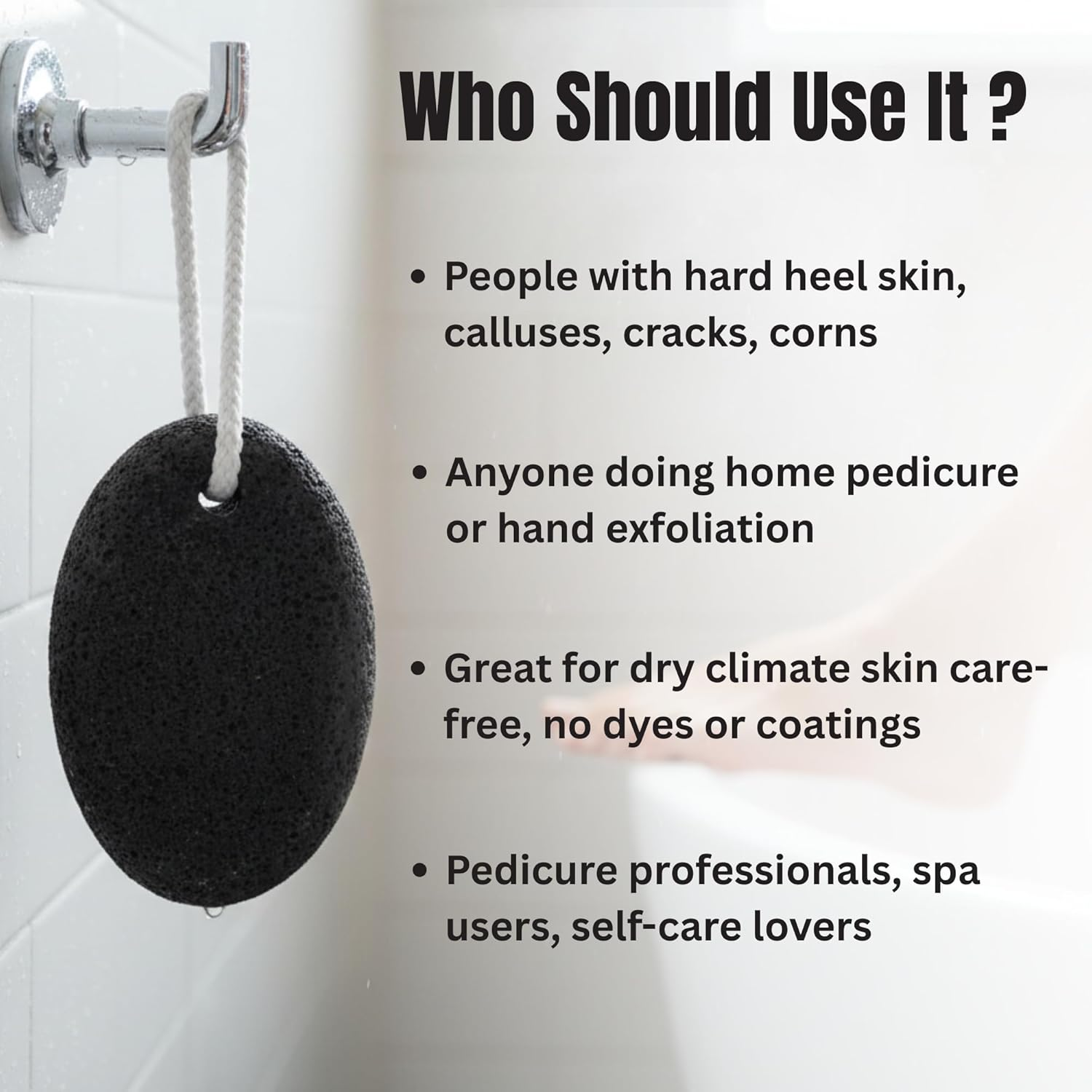 Pumice Stone for Feet - Black Natural Lava Stone Callus Remover, Foot Exfoliation, Hand Scrub, Pedicure Tool and Dry Skin Remover - Promotes Healthy Foot Care image number 1