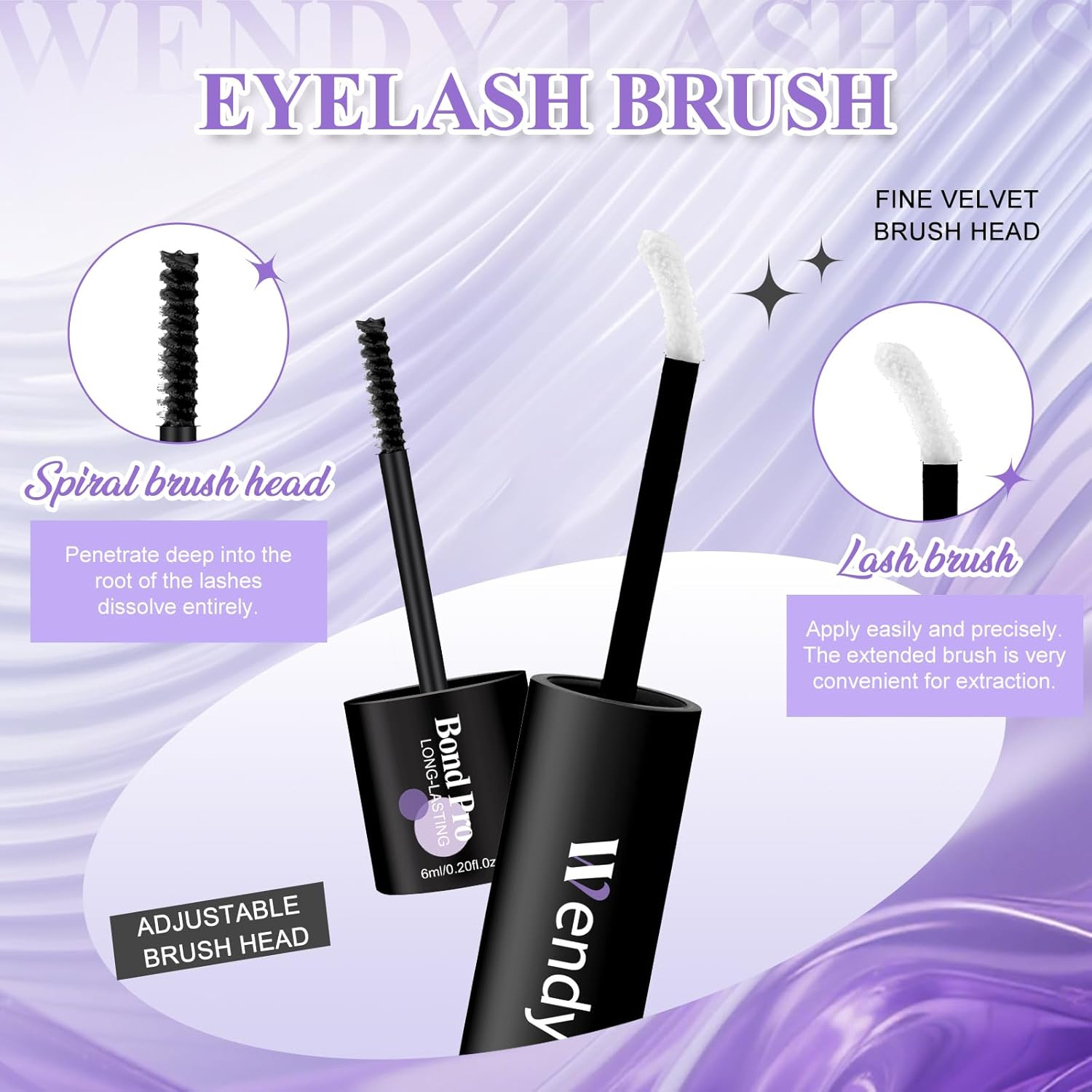 Wendy Lash Bond and Seal 12ML Black Cluster Lash Glue Lightweight Eyelash Glue Waterproof Long-Lasting for Personal Makeup Use at Home(Bond-6Ml,Seal-6Ml) image number 2