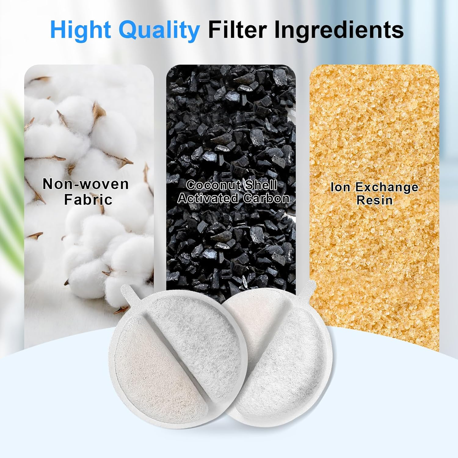 Filter Cat Fountain, Pack of 12 Replacement Filters and 12 Sponges Filter Replacement, Ion Exchange Resin and Activated Carbon Cat Pet Drinking Fountain Filter for 2.5 L Cat Fountain image number 2