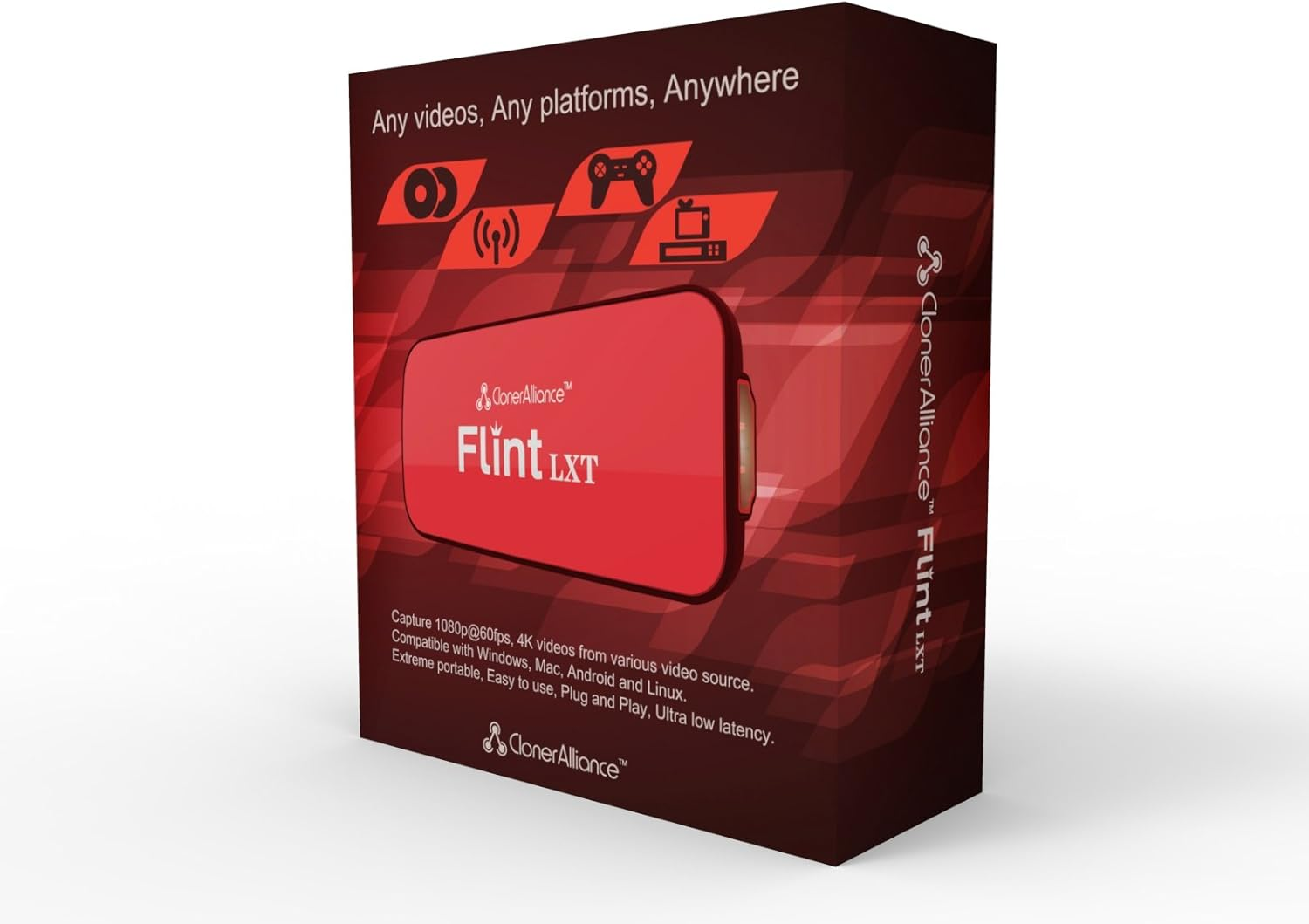 Cloneralliance Flint LXT, Super Portable UVC HDMI Video Capture Device. Capture 1080P 60Fps Video from Gaming Console, Camcorder, DSLR to Android/Windows/Mac. Ultra Low Latency. 4K Input Supported. image number 2