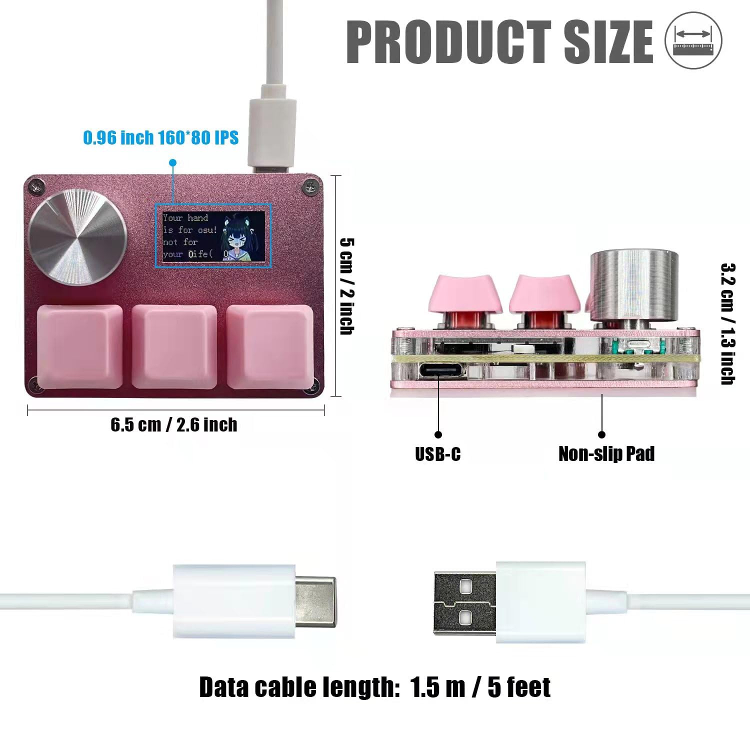 BTXETUEL Sayodevice O3C OSU Keyboard Rapid Trigger Hall Switches Magnetic Linear Switches Keyboard with Knob and Screen,Copy Paste,Shotcut,Macro Hotswap Mini Keypad.&hellip; (Pink) image number 4