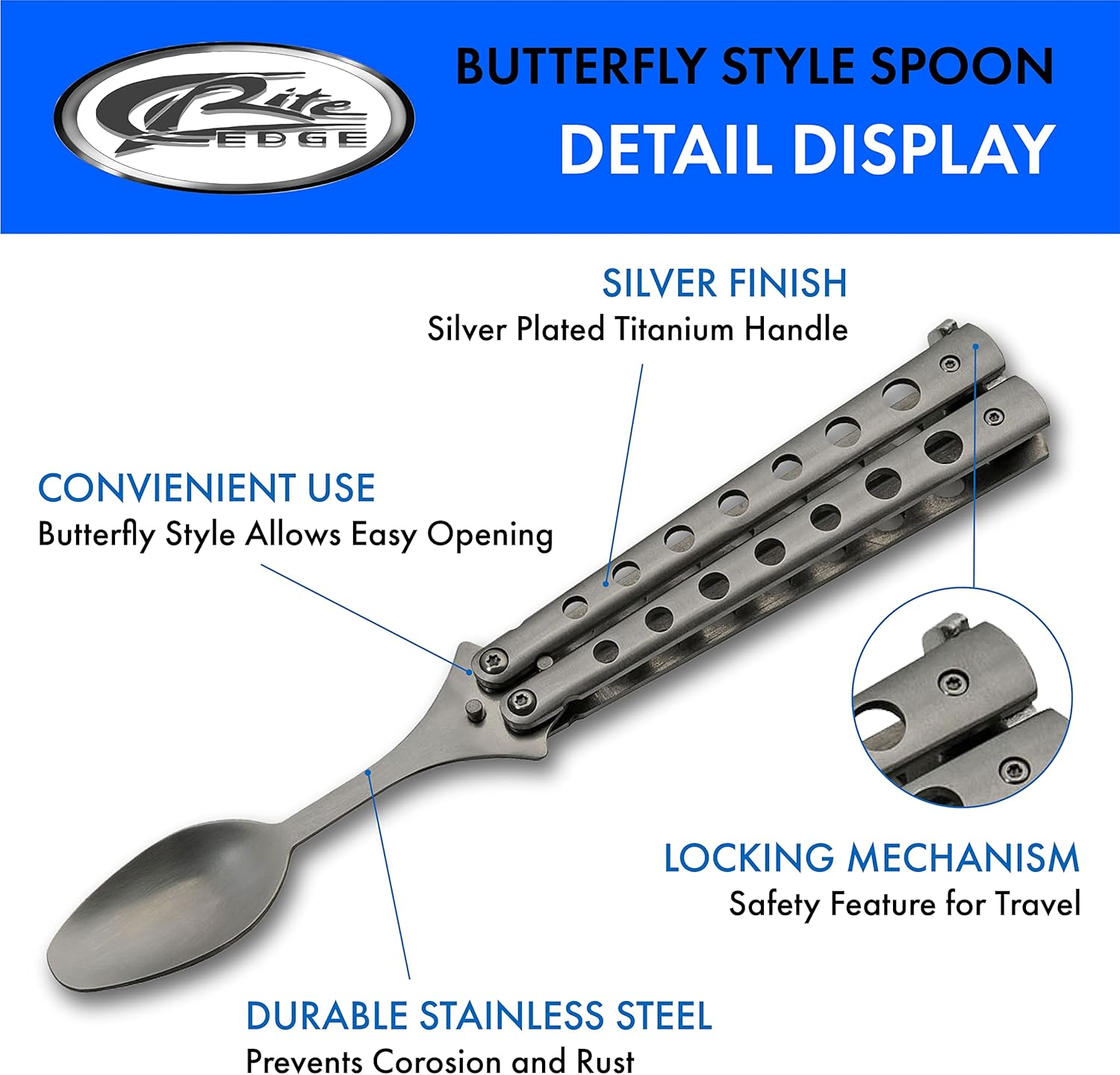 SZCO Supplies 9&rdquo; Silver-Finished Butterfly-Open Styled Travel/Camping Spoon (211521-SL) image number 2