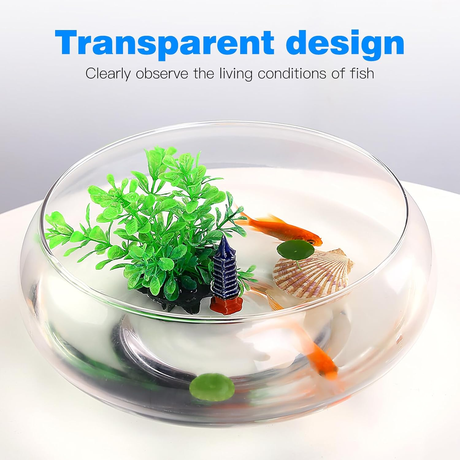 GALPADA Desktop Plastic Goldfish Tank for Home Decor Decorative Fish Bowl for Plants Aquatic Pets for Friends Family image number 6
