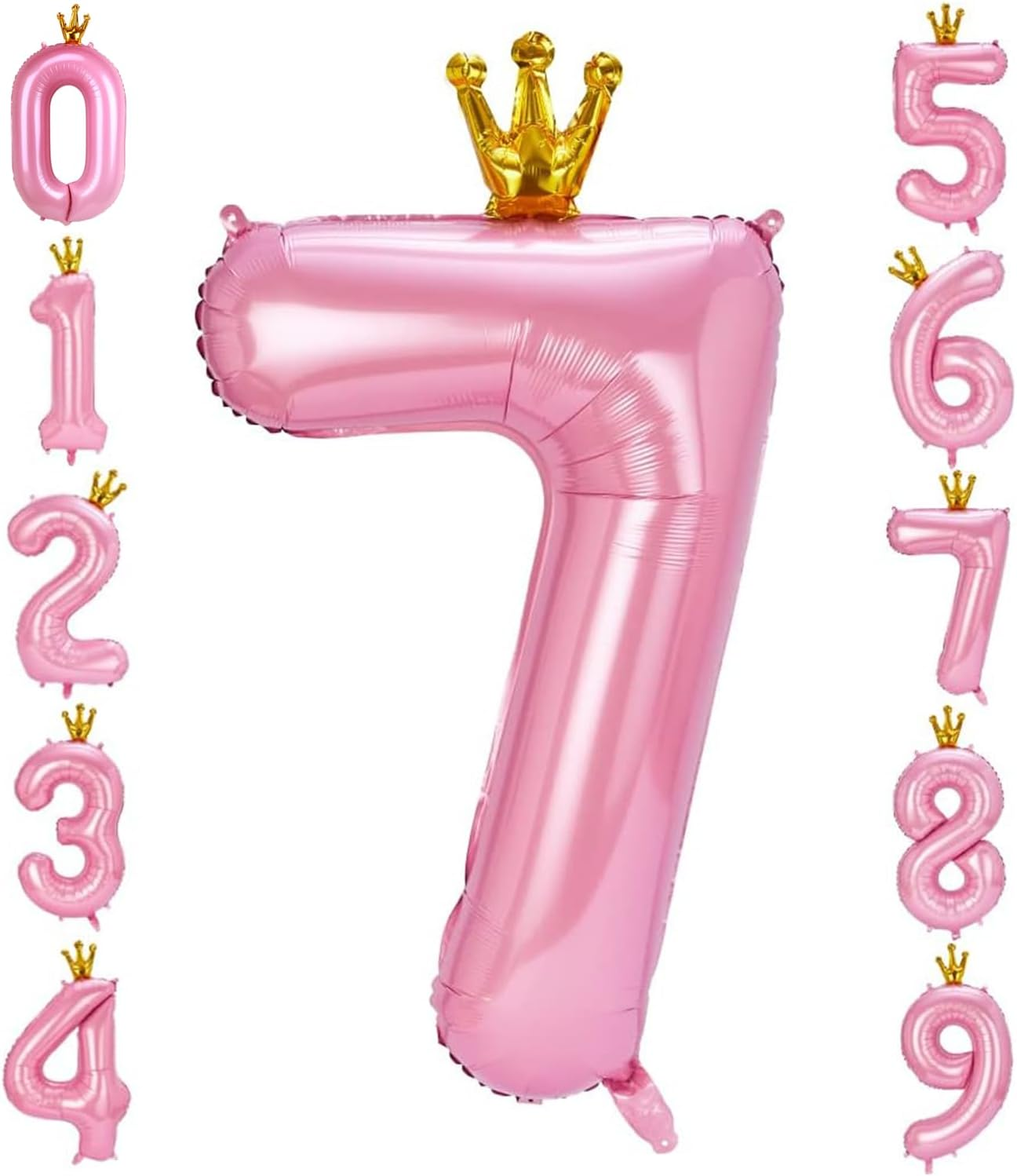 40 Inch Pink Number Balloon with Crown, Huge Giant Balloons Foil Mylar Number Balloons for Birthday Party Wedding Anniversary Decorations (Number 0) - Number 0 image number 4