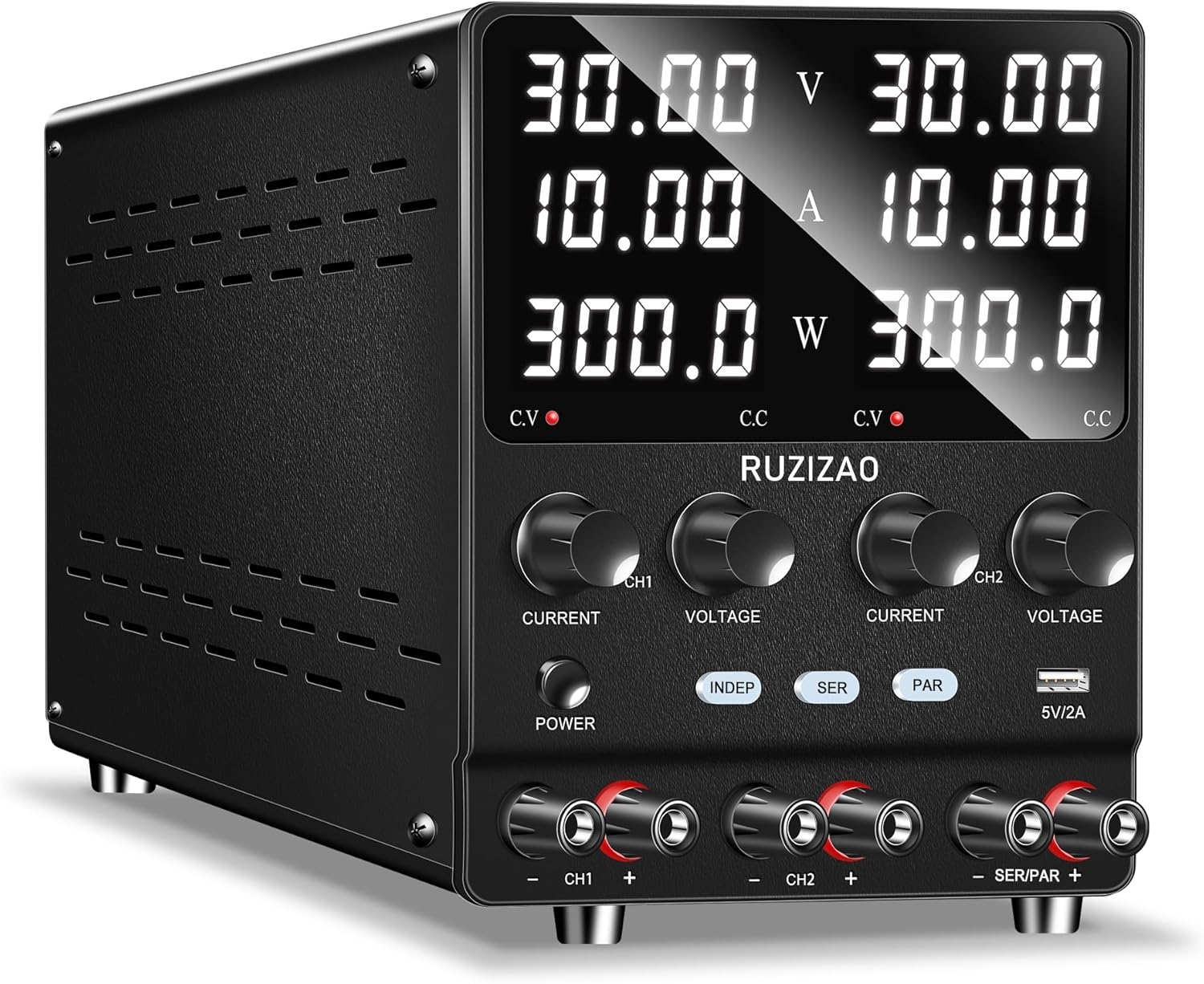 RUZIZAO Dual DC Power Supply 30V 10A, 600W Max Power Voltage Current Power Displays Series/Parallel Conversion 30V 20A/60V 10A Encoder Adjustment High Power Regulated Bench Power Supply(Ac 220V) image number 2