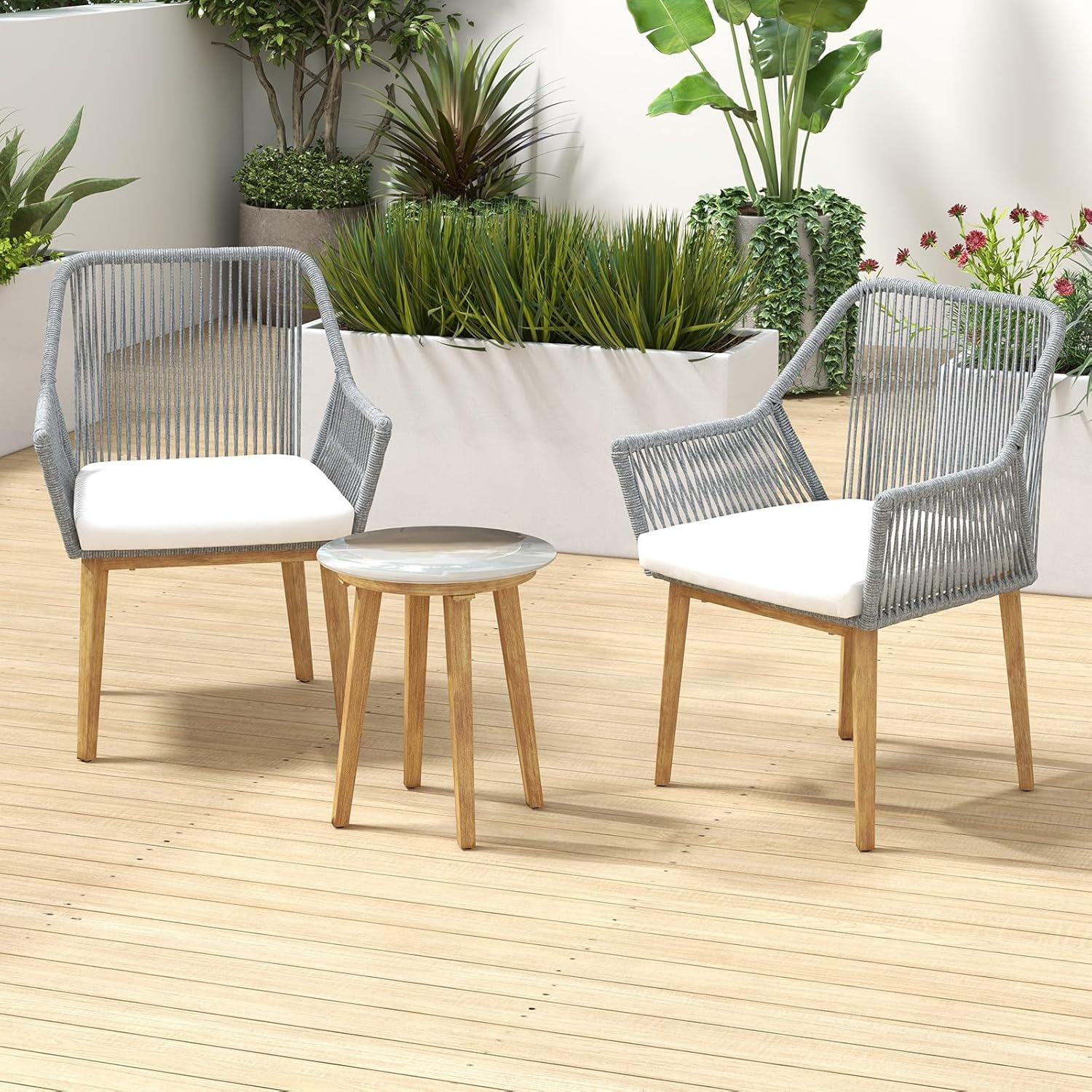 Stylish Weather Resistant Outdoor Bistro Set, Dark Grey (3 Piece) image number 3