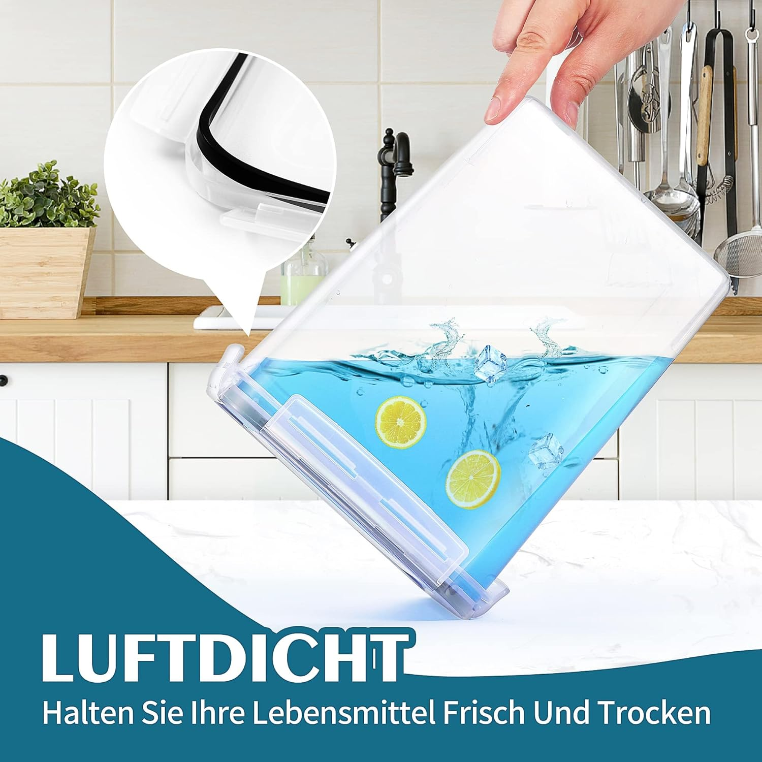 YOZOTI Large Airtight Food Storage Containers 5.2L / 176Oz, BPA Free, 4Pcs Pantry Kitchen Organization Set for Flour, Sugar, Baking Supplies, Plastic Flour Container with 20 Labels & Maker (5.2L*4) image number 2