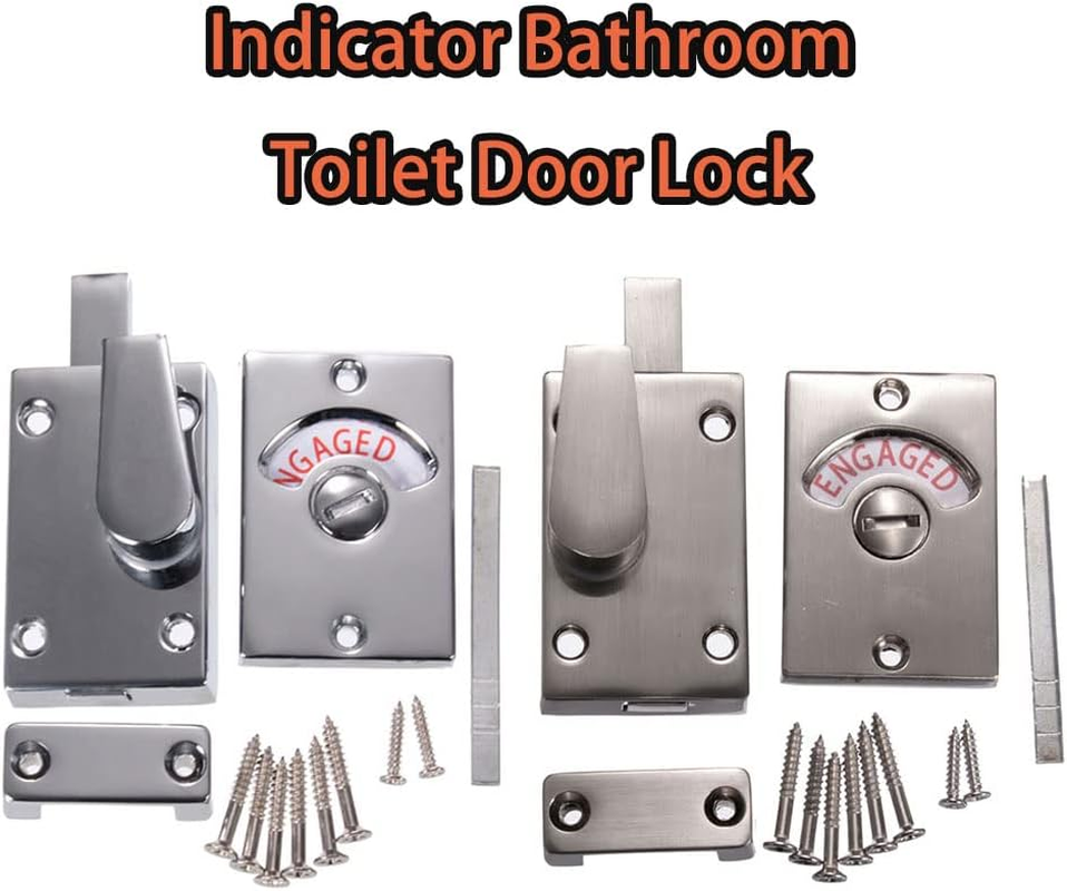 Bathroom Toilet Lock, Zinc Alloy Vacant Engaged Privacy Bolt Door Latch with Indicator for Home, Office and Changing Room - Nickel Brushed image number 5
