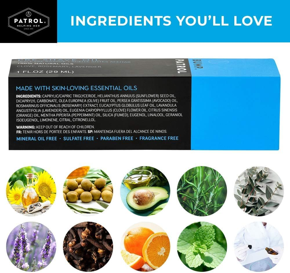 Bump Patrol Pre Shave Oil for Pain Free Shaving with 1 Natural Oils, 1 Ounce