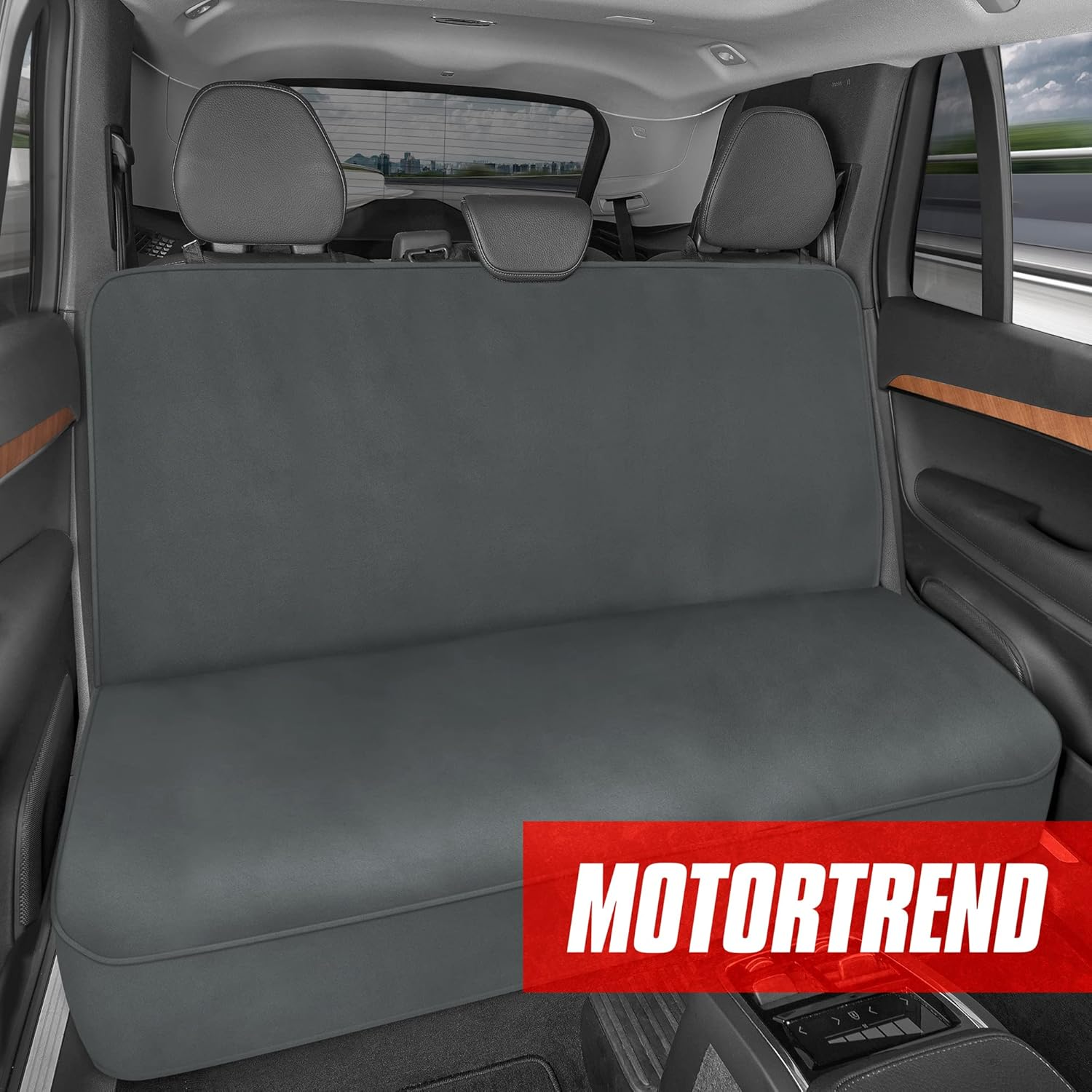 Motor Trend Aquashield Gray Waterproof Rear Bench&ndash; Padded Neoprene Back Seat Cover for Cars, Ideal Seat Protector for Kids & Dogs, Interior Covers for Auto Truck Van SUV image number 6
