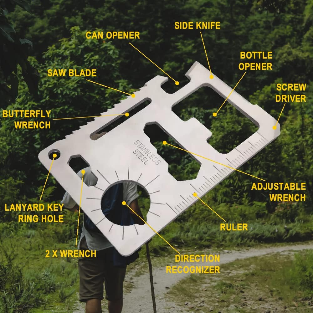 LORJE 11 in 1 Pocket Survival Credit Card Multi-Tool (1 Pack) image number 3