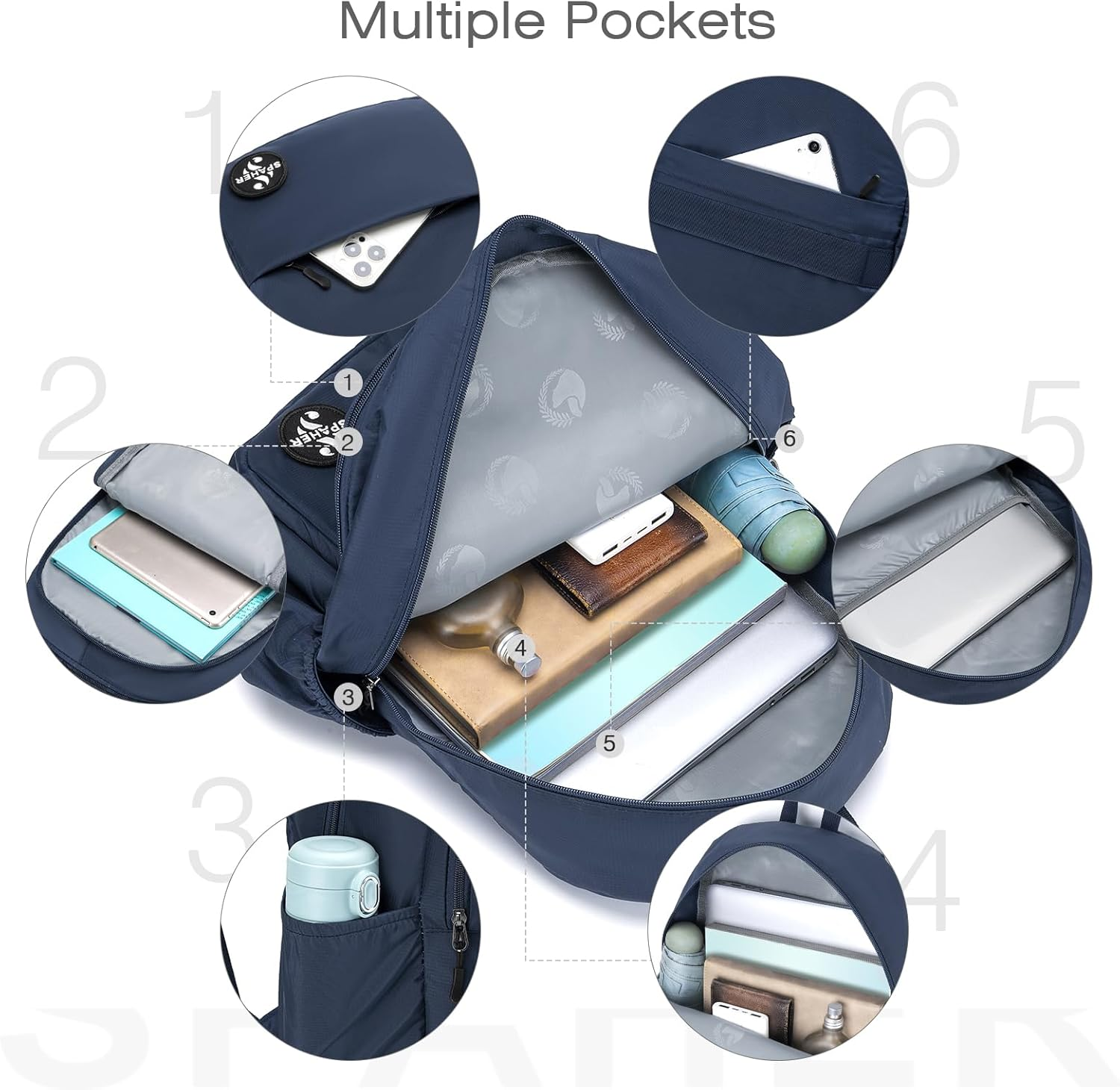 SPAHER Underseat Cabin Bags Wizzair 40X30X20 School Travel Backpack for Women Men School Bags Carry on Luggage Backpack Waterproof Casual Sports Backpack Daypack 25L image number 6