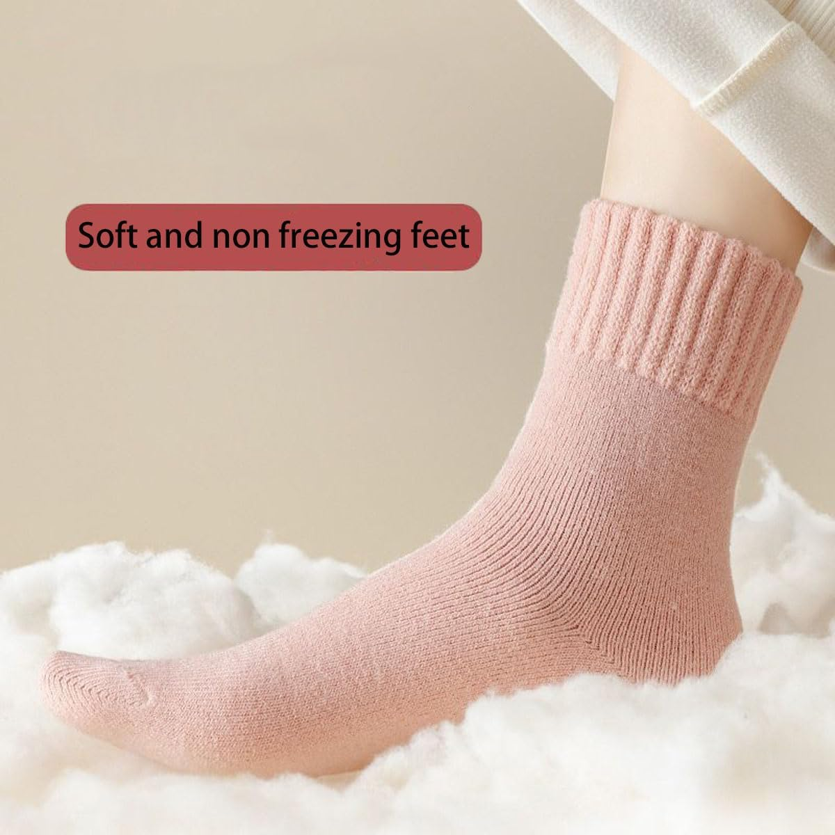 OLBUPS 3 Pairs of Wool Socks, Women'S Winter Fleece Socks, Thickened Warm Tube Autumn and Winter Super Thick Stockings image number 4