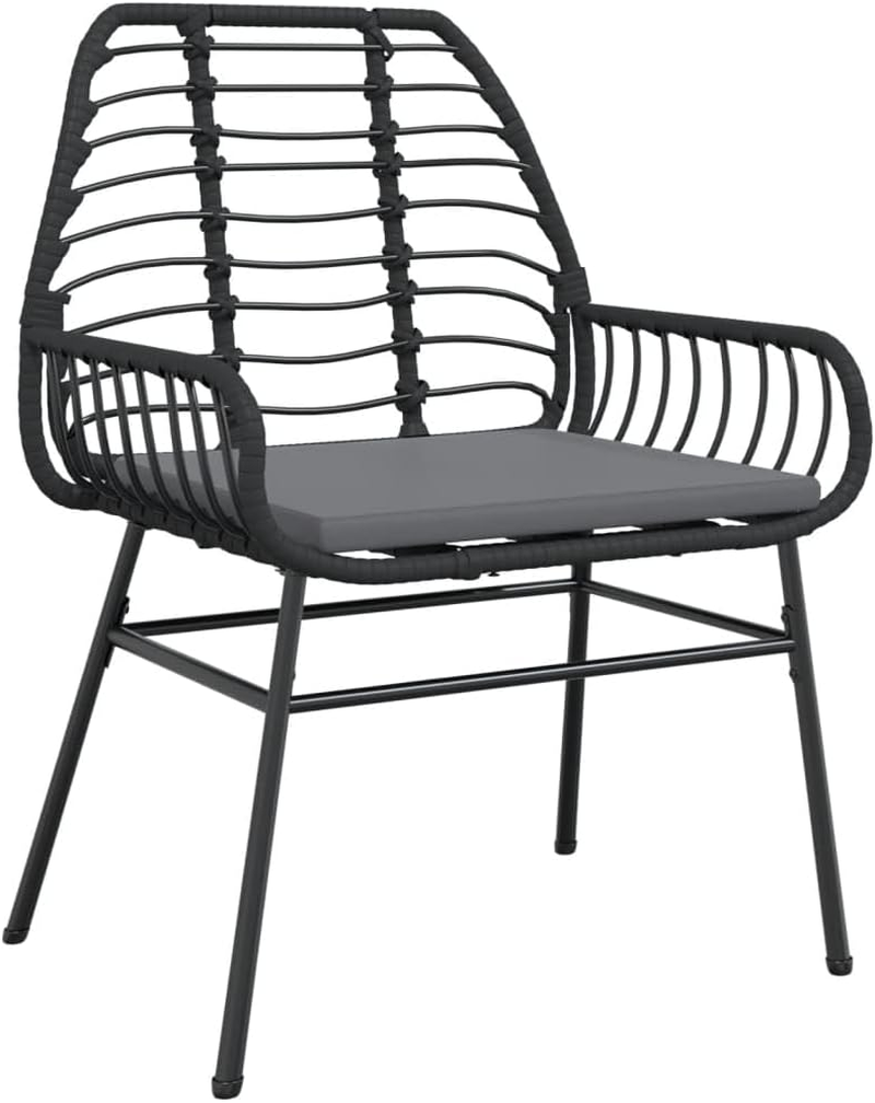 Vidaxl Garden Dining Chair Set - 2 Piece Black PE Rattan Outdoor Armchairs with Cushions - Spacious 57X60X86 Cm - Brown image number 6