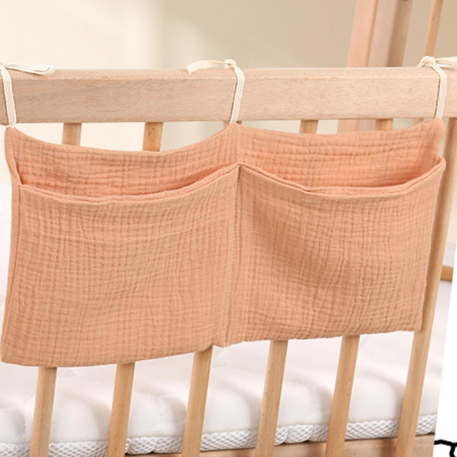 Crib Pocket Organizer, Stroller Diaper Organizer, Diaper Storage Bag, Multifunctional Design, Large and Spacious Pockets, 38X18X1Cm for Strollers, Cribs, and Travel image number 2