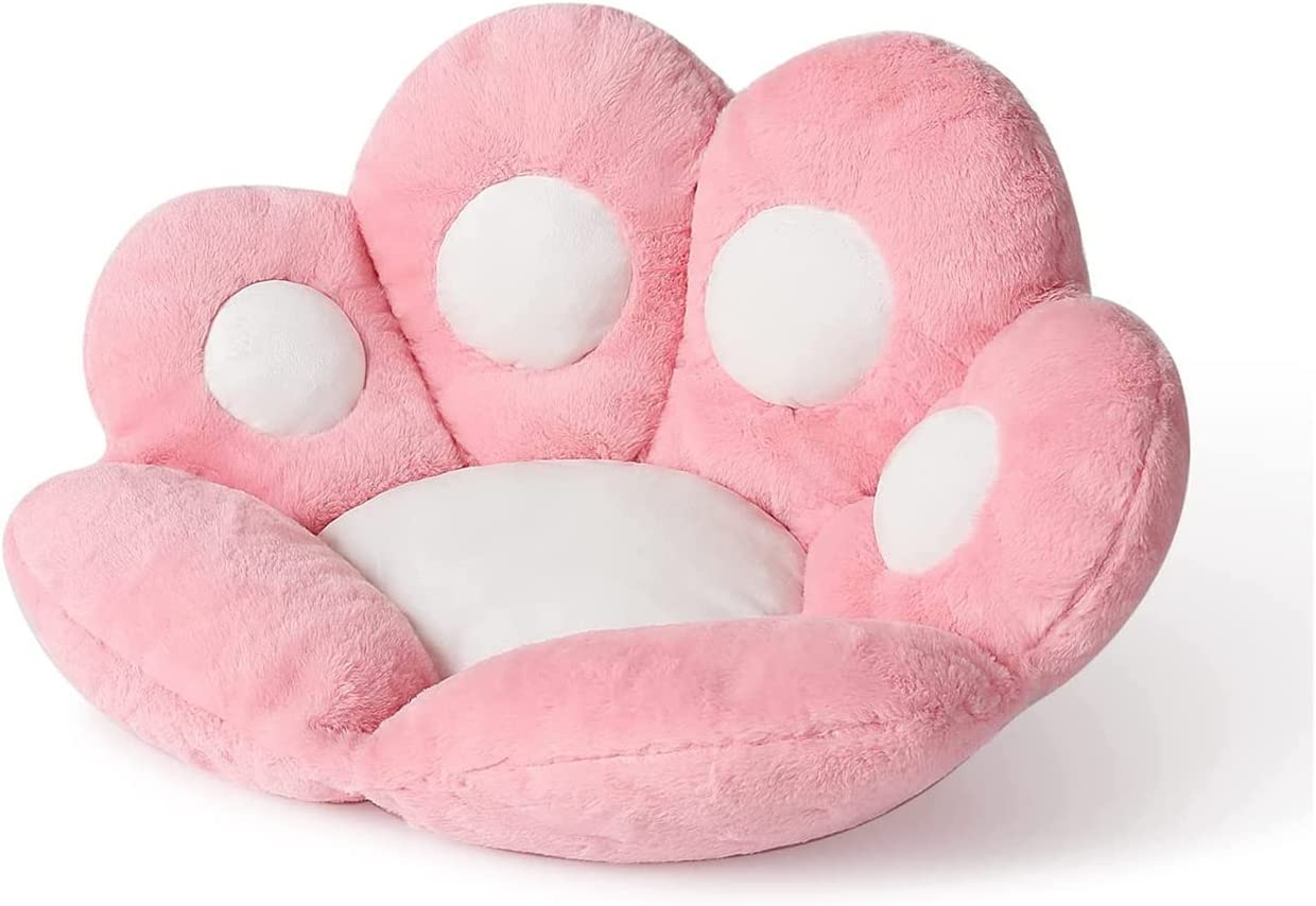 Cat Paw Cushion Comfy Kawaii Chair Cushion 31.4 X 27.5 Inch Bear Paw Lazy Sofa Office Floor Pillow Cute Plush Seat Pad for Gaming Chair for Bedroom Decor Colorful (Grey)