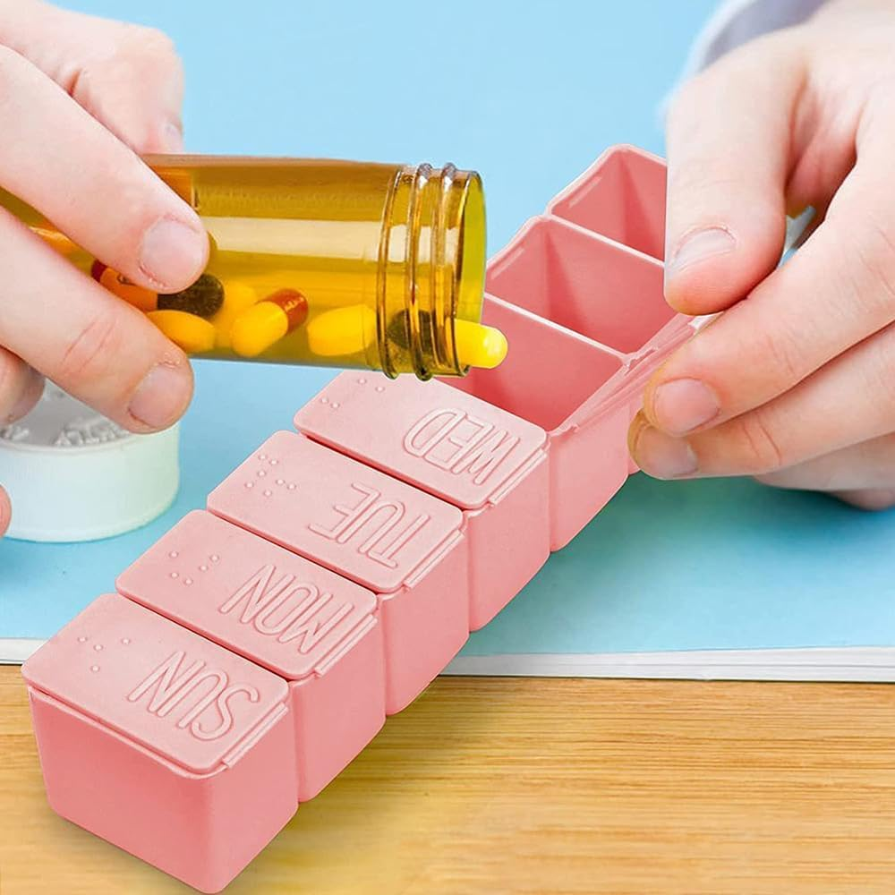2X 7 Day Weekly Pill Box Medicine Tablet Organizer Dispenser Container Case AU Pink image number 3