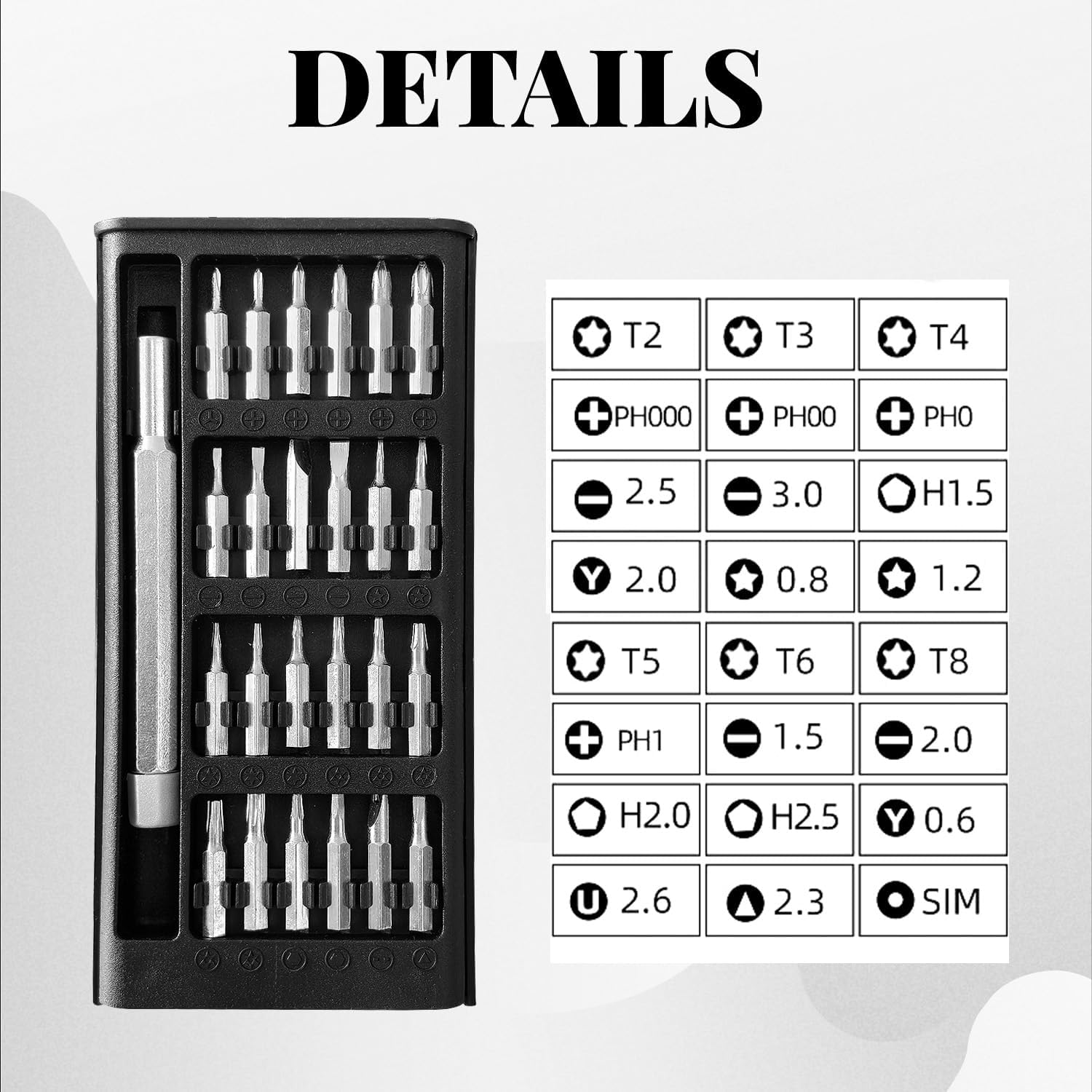 BOROLA 25-In-1 Precision Magnetic Screwdriver Set, Professional Repair Tool Kit with S2 Alloy Steel Bits for Phone, Computer, Laptop, Watch, Eyeglass, Electronic Devices image number 3