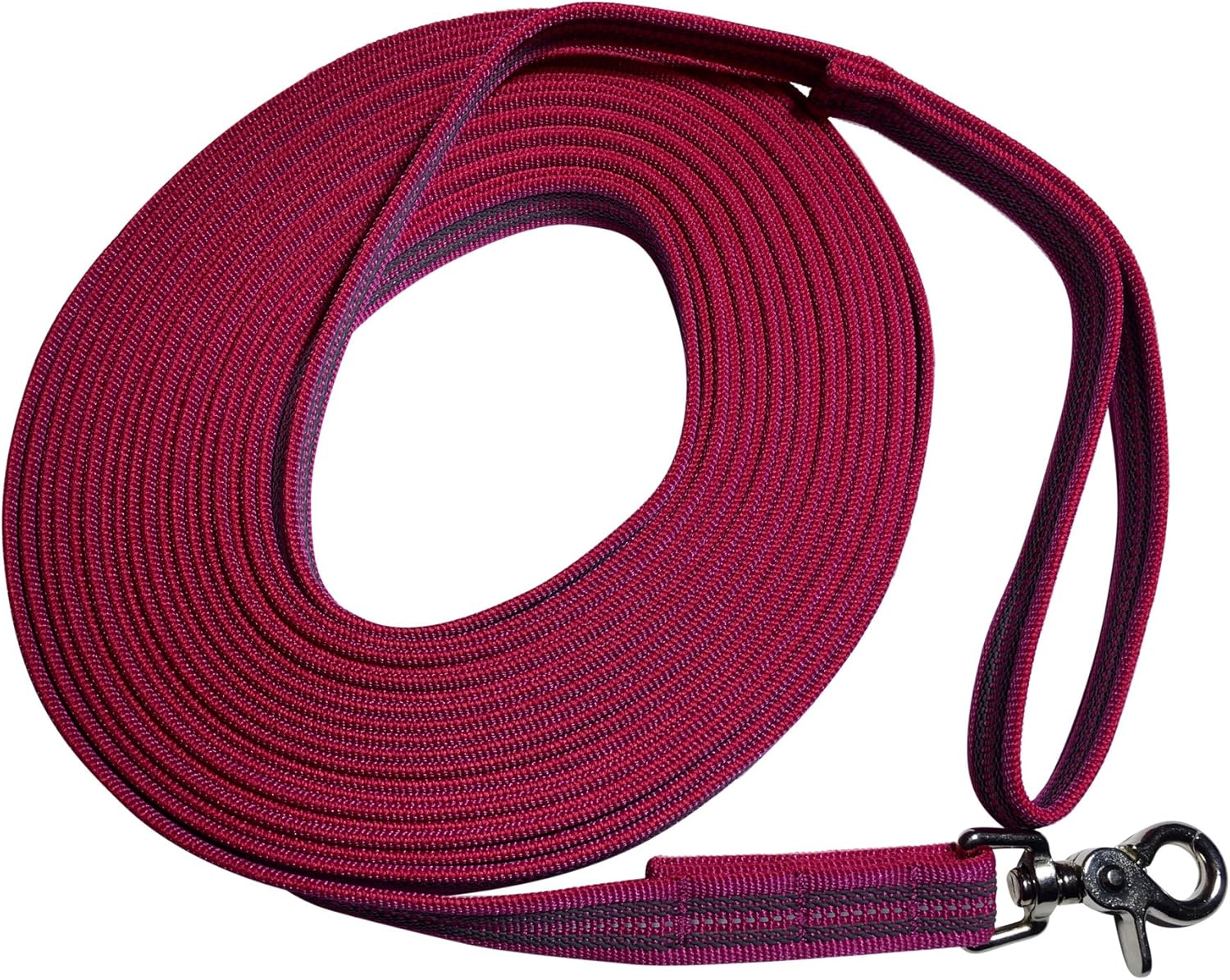DOGS and MORE - Rubberised Recall Lead/Search Lead/Field Lead with Reflective Strips => 10 Metres (With Hand Loop) - Orange, Blue or Purple